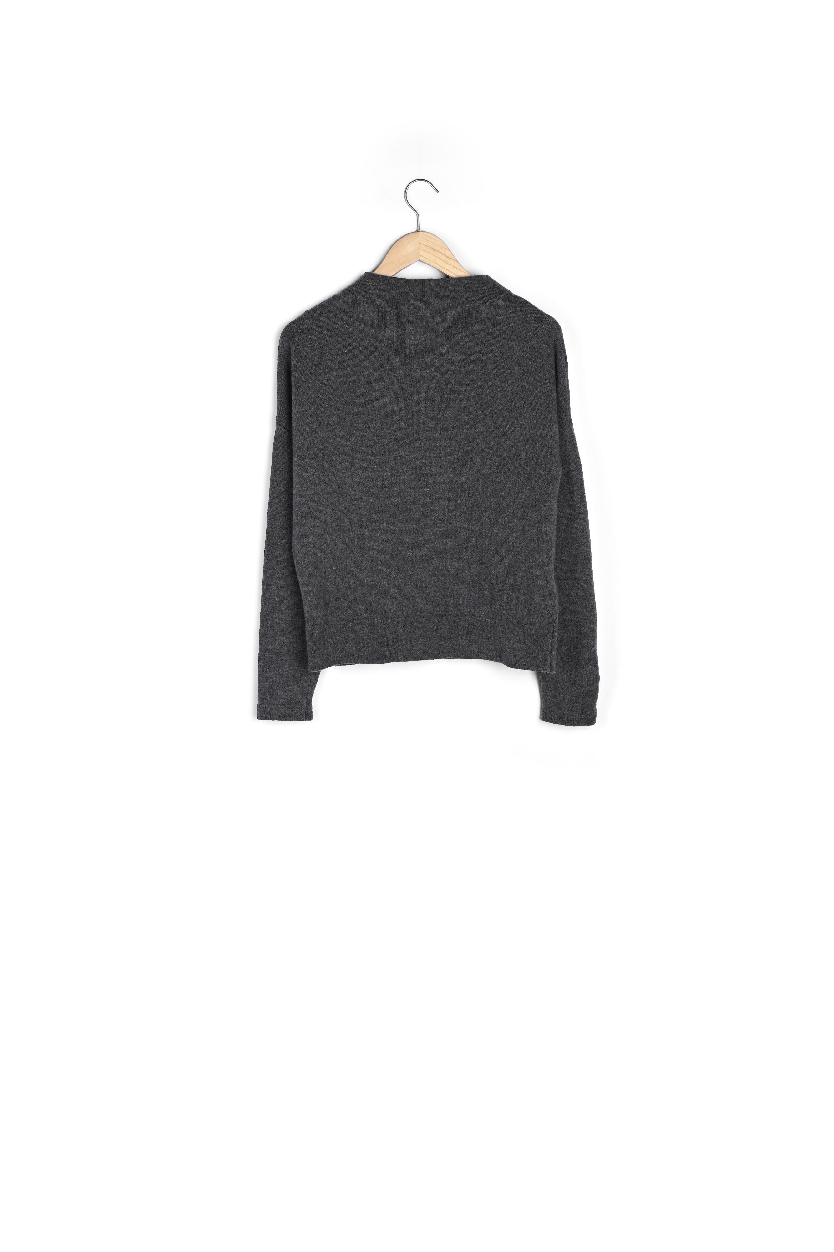 Pull gris à col rond en laine responsable Beverly Faume - seconde main