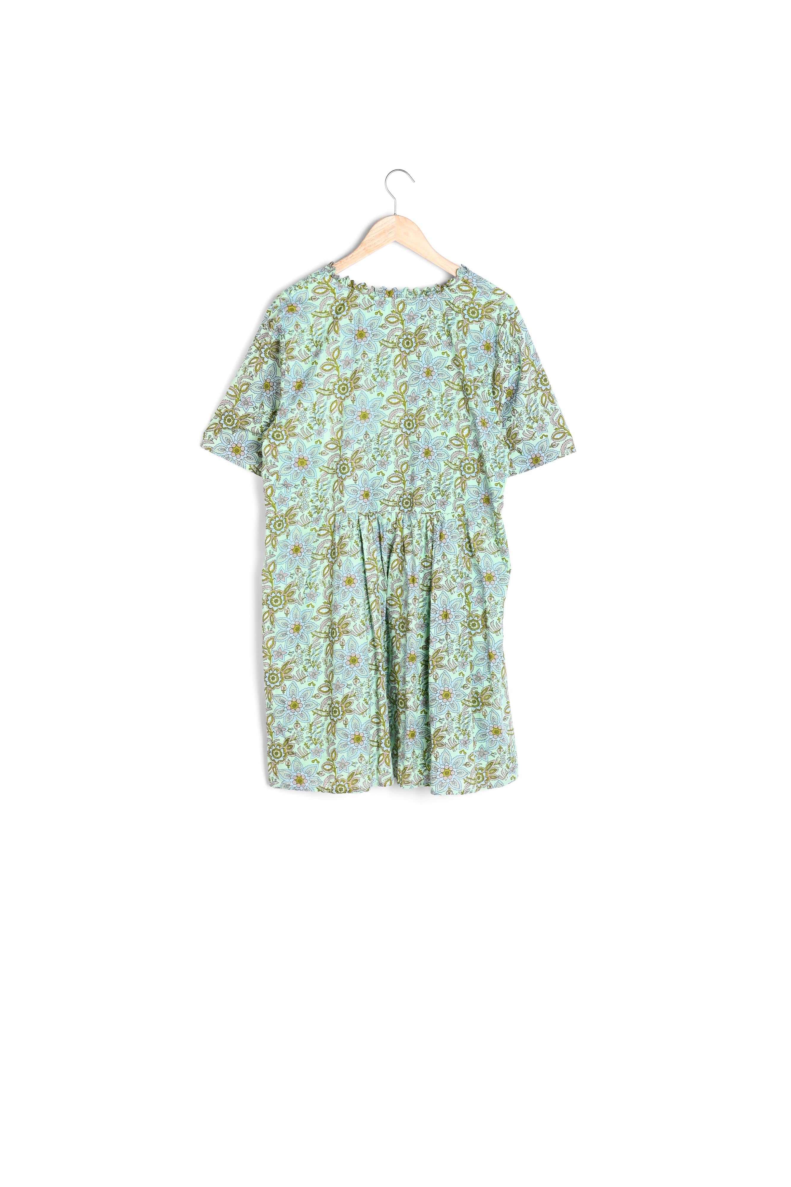 Robe courte imprimée en coton verte Nalla Faume - seconde main