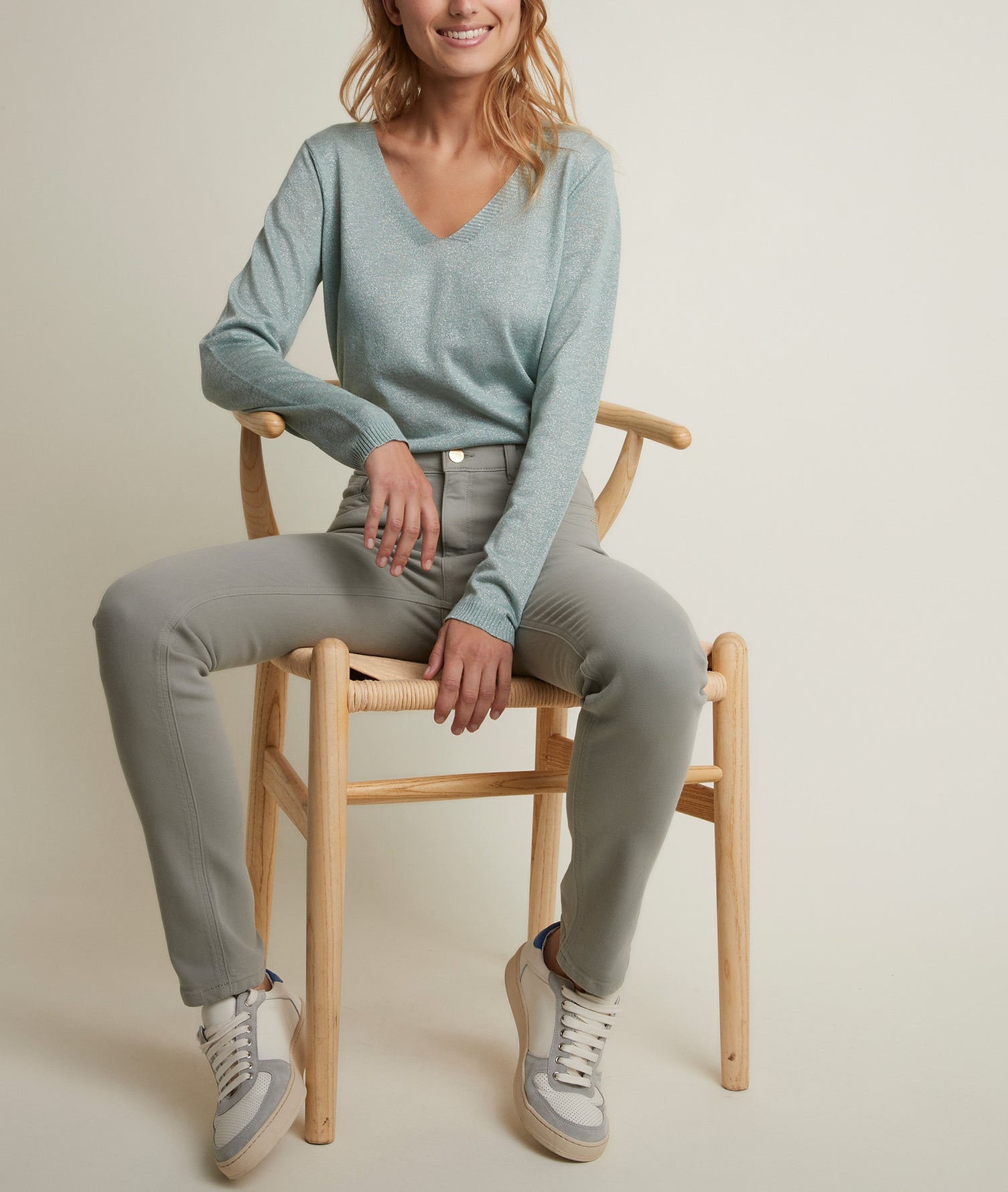 L'iconique slim : jean céladon en coton recyclé Suzy Faume - seconde main