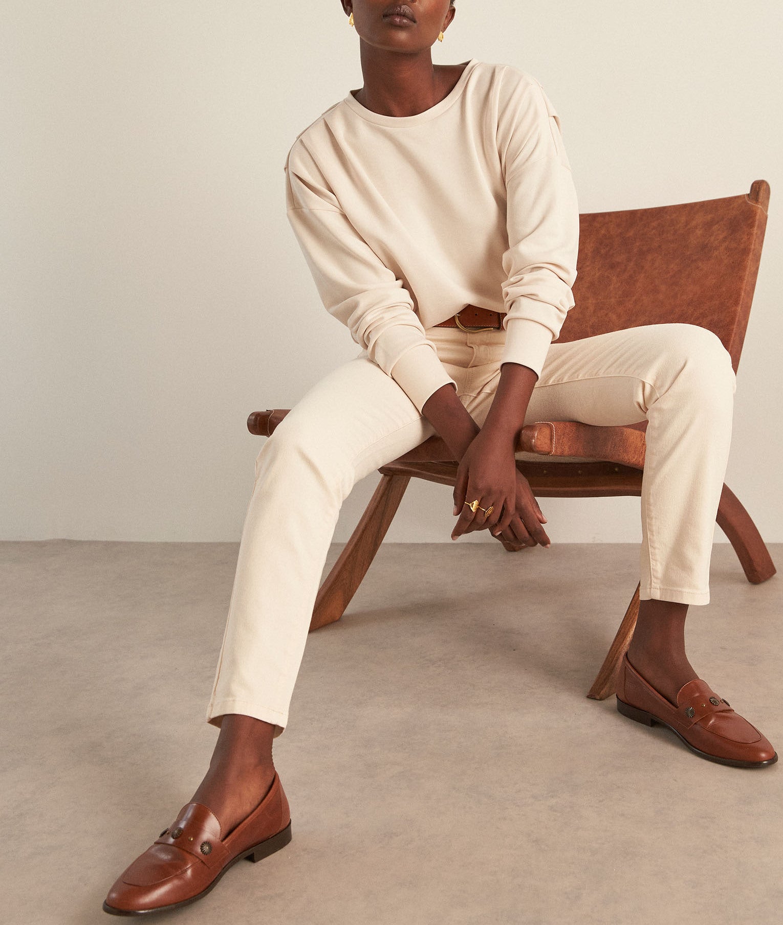 Jean chino en coton ivoire Cachou Faume - seconde main