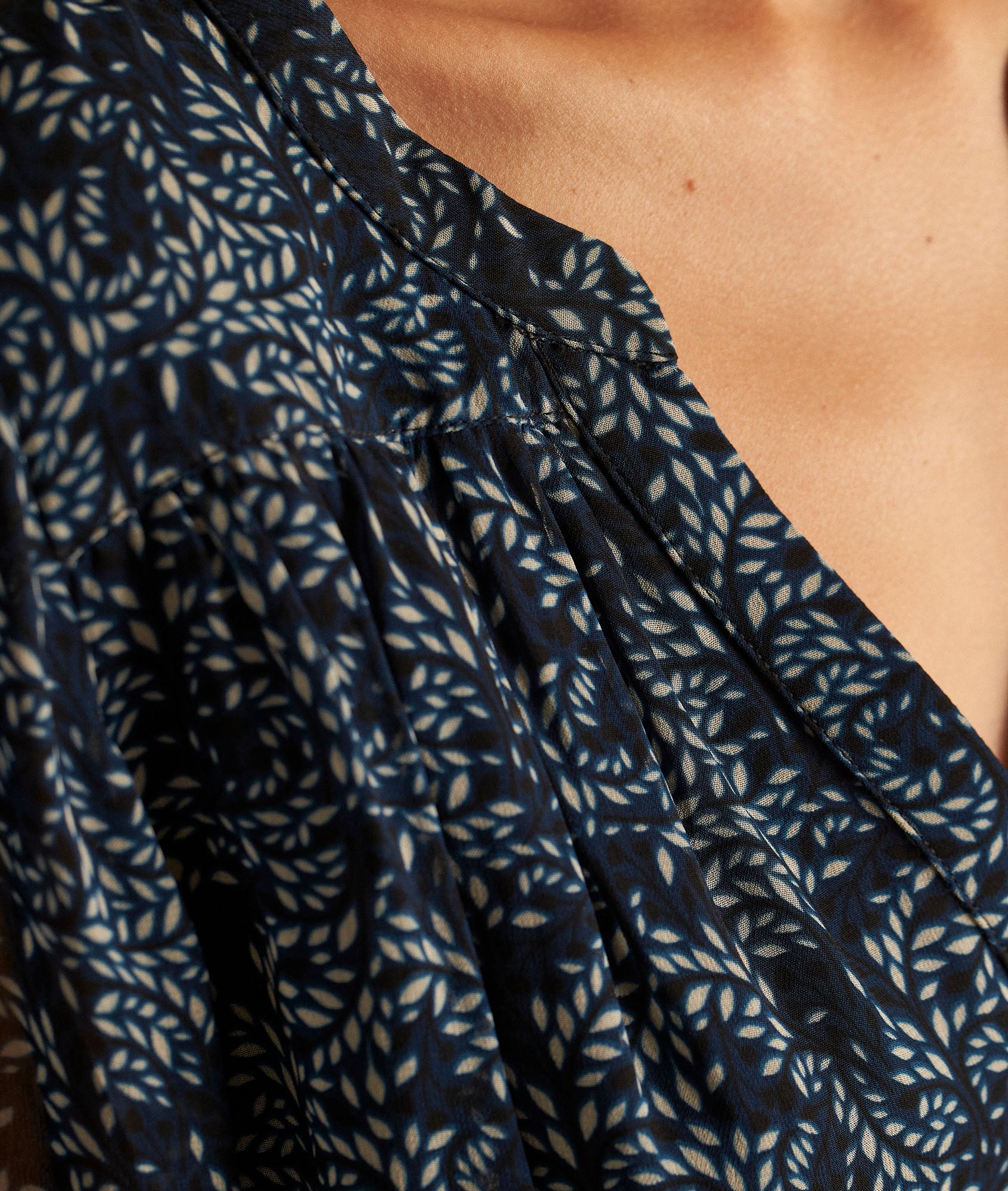 Blouse imprimée pétrole Caly Faume - seconde main