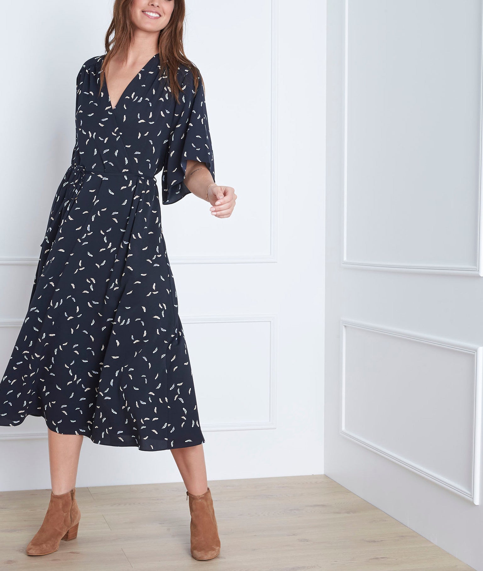 Robe marine longue imprimée Lune Faume - seconde main