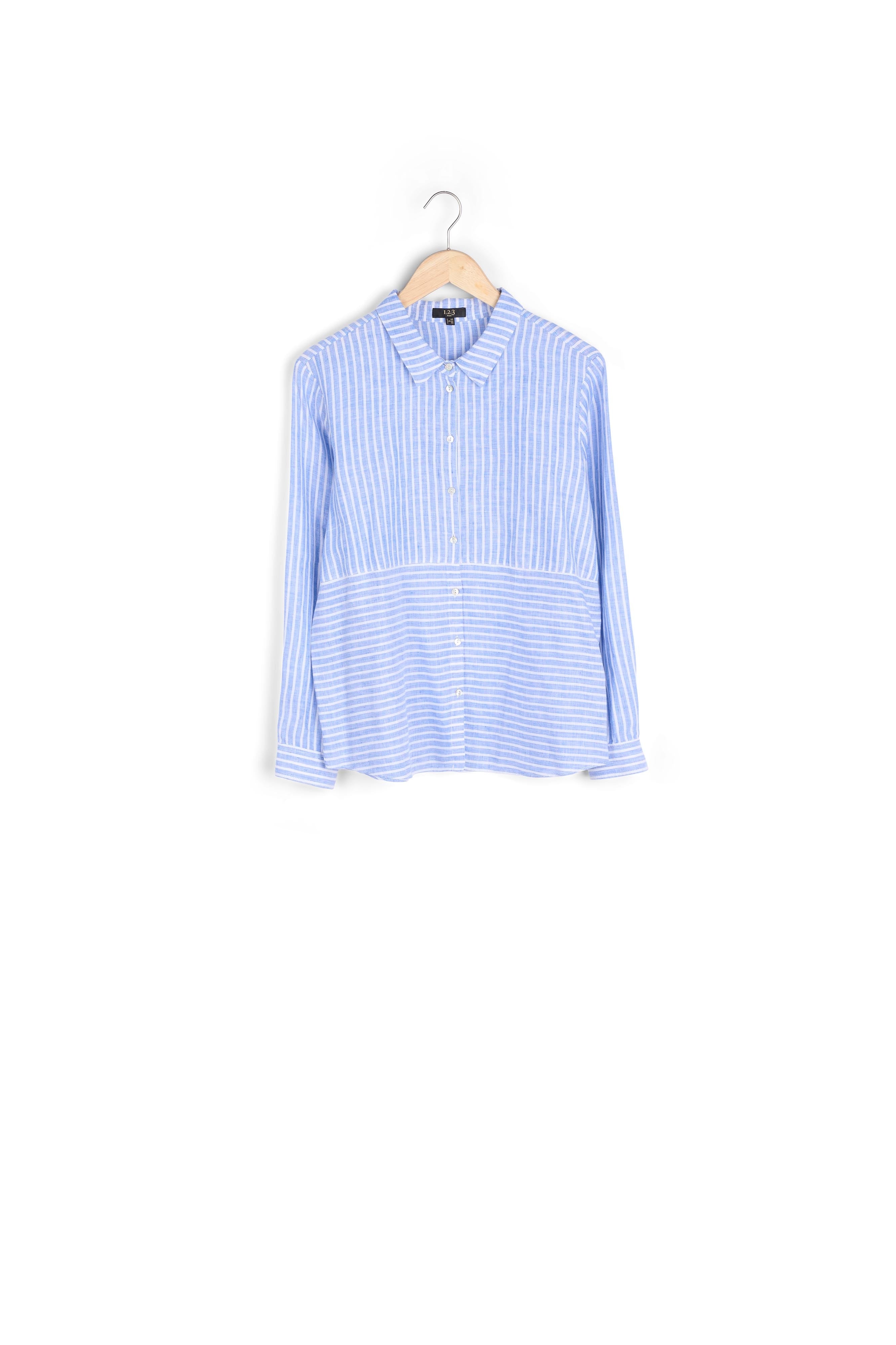 Chemise bleu azur rayée en lin Venetia Faume - seconde main