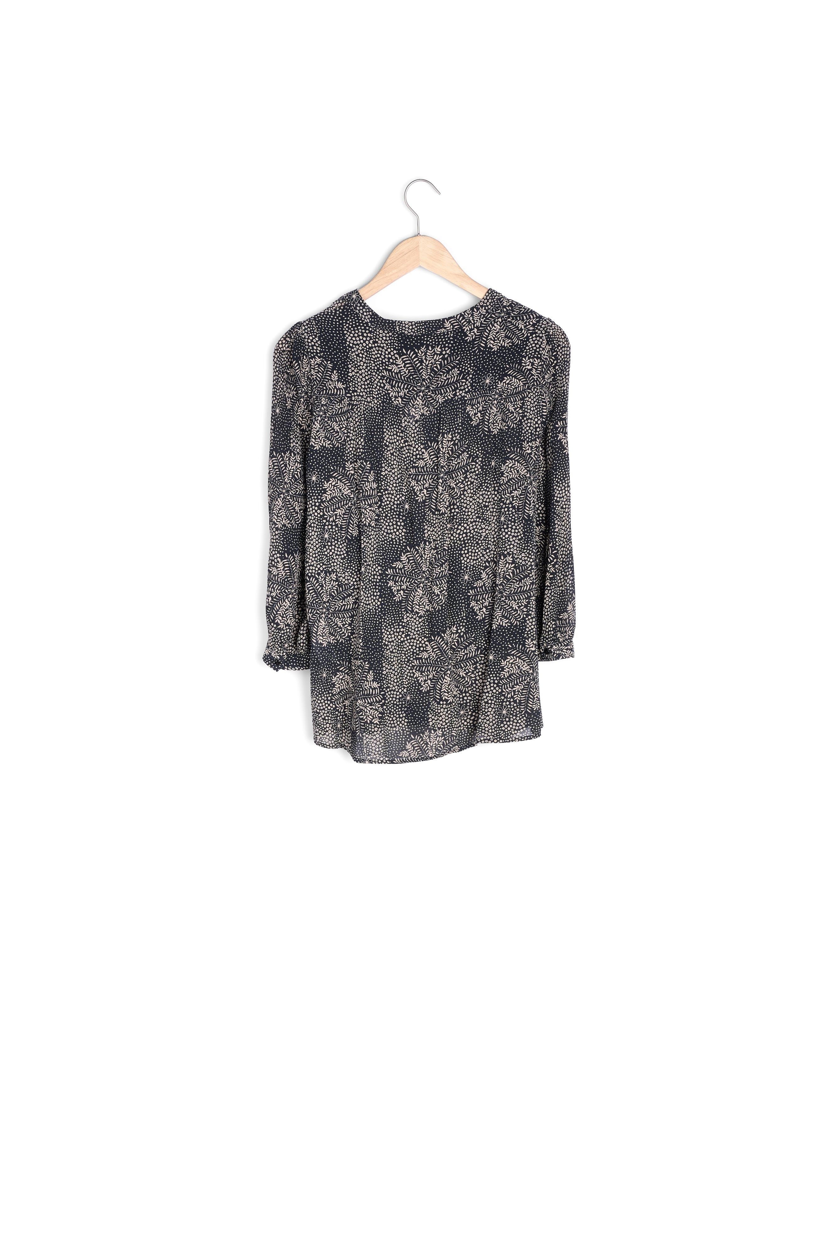 Blouse fluide imprimée noire Elsa Faume - seconde main