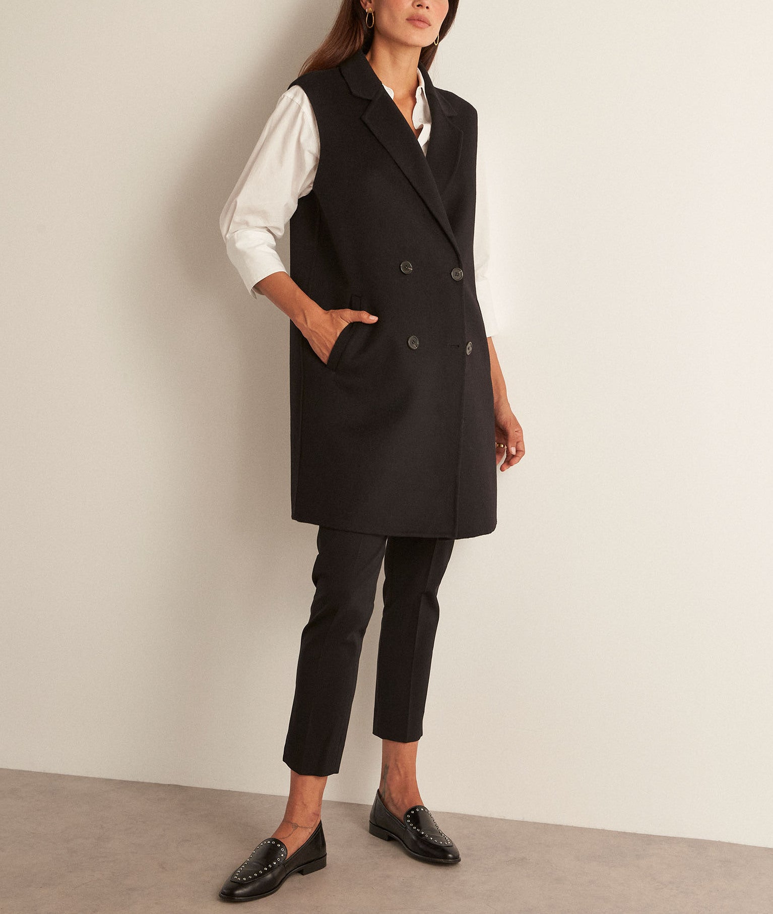 Veste de tailleur sans manches noire Maeva Faume - seconde main
