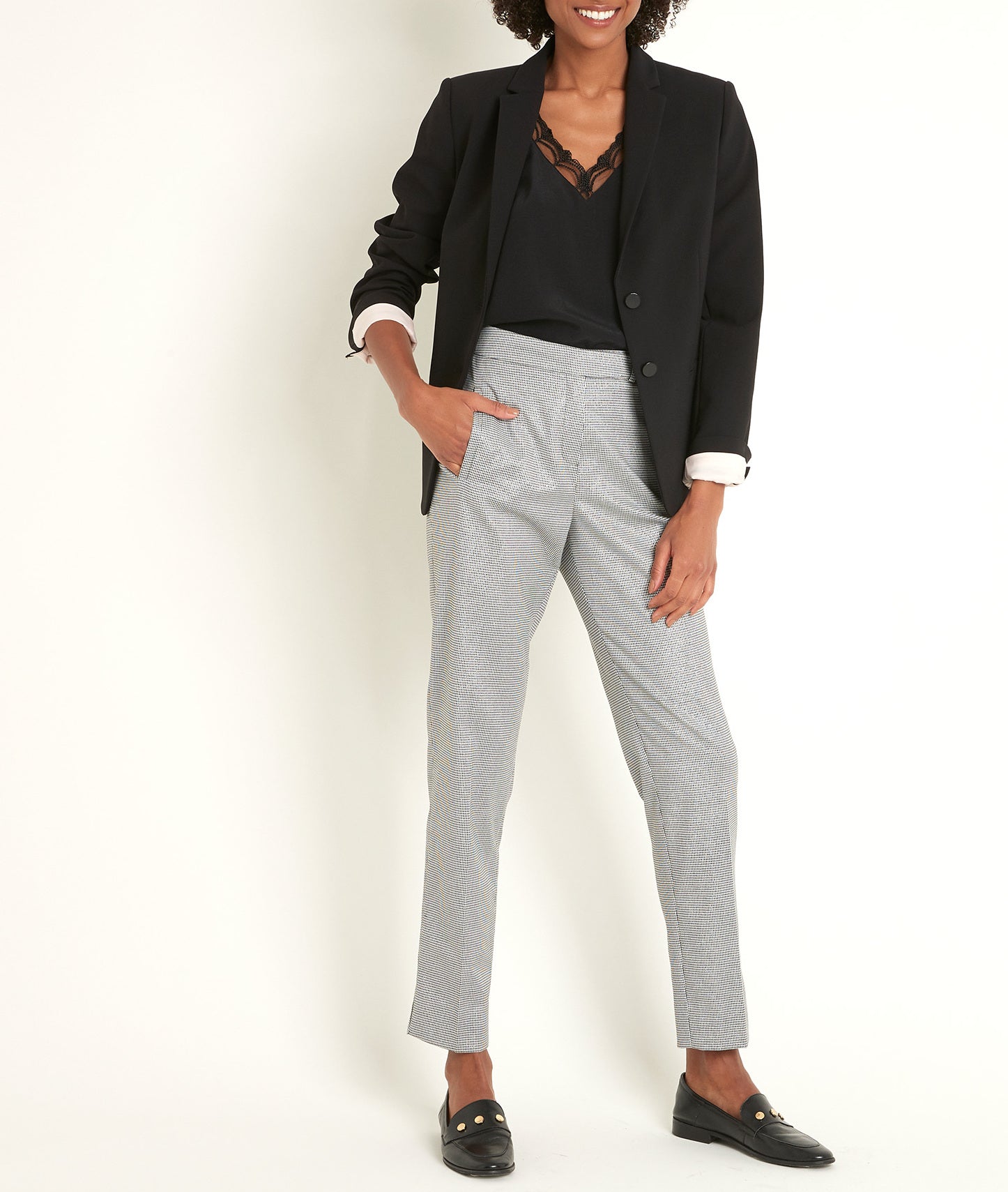 Pantalon cigarette pied de poule Lara Faume - seconde main