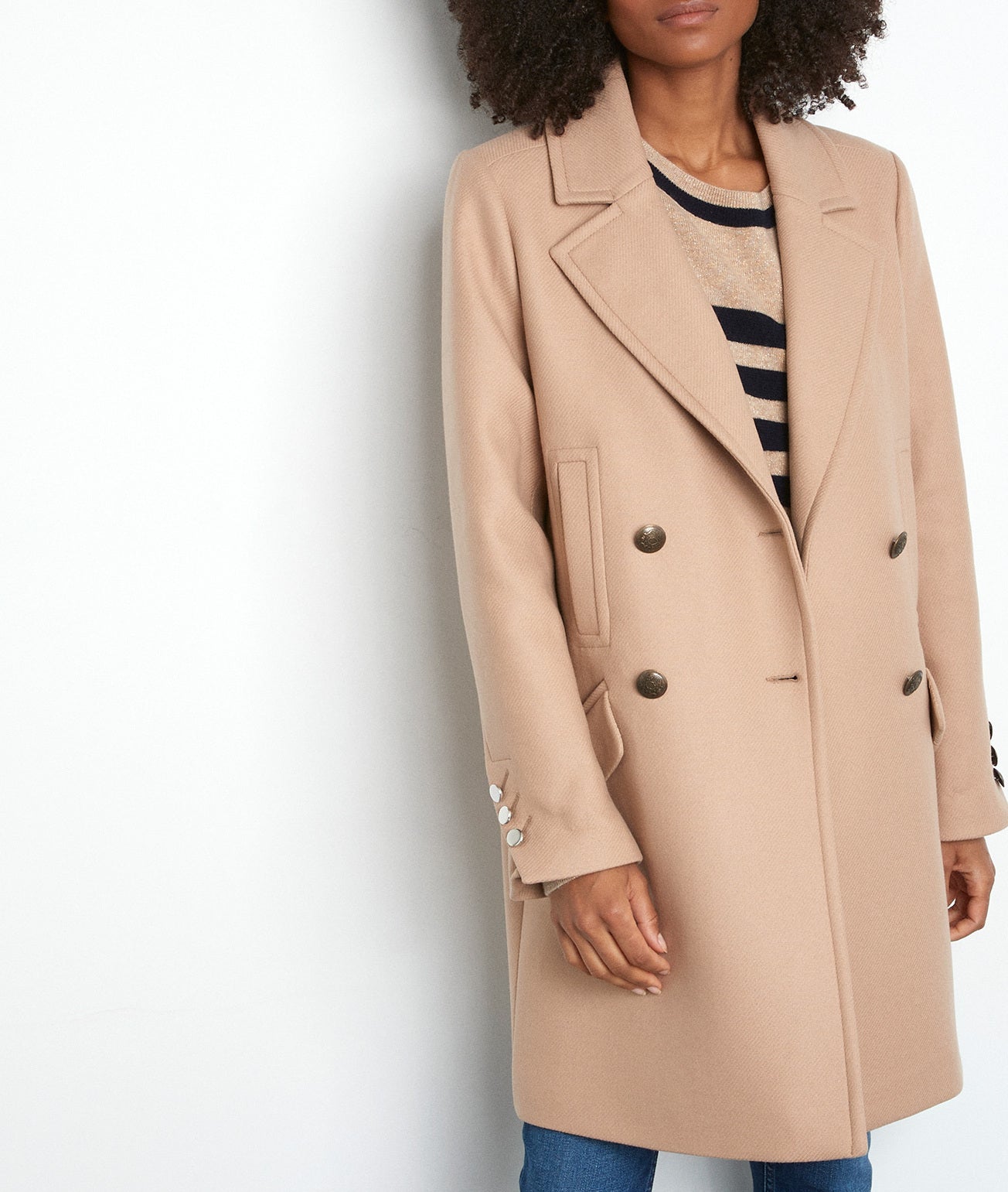Manteau long croisé beige Lee Faume - seconde main