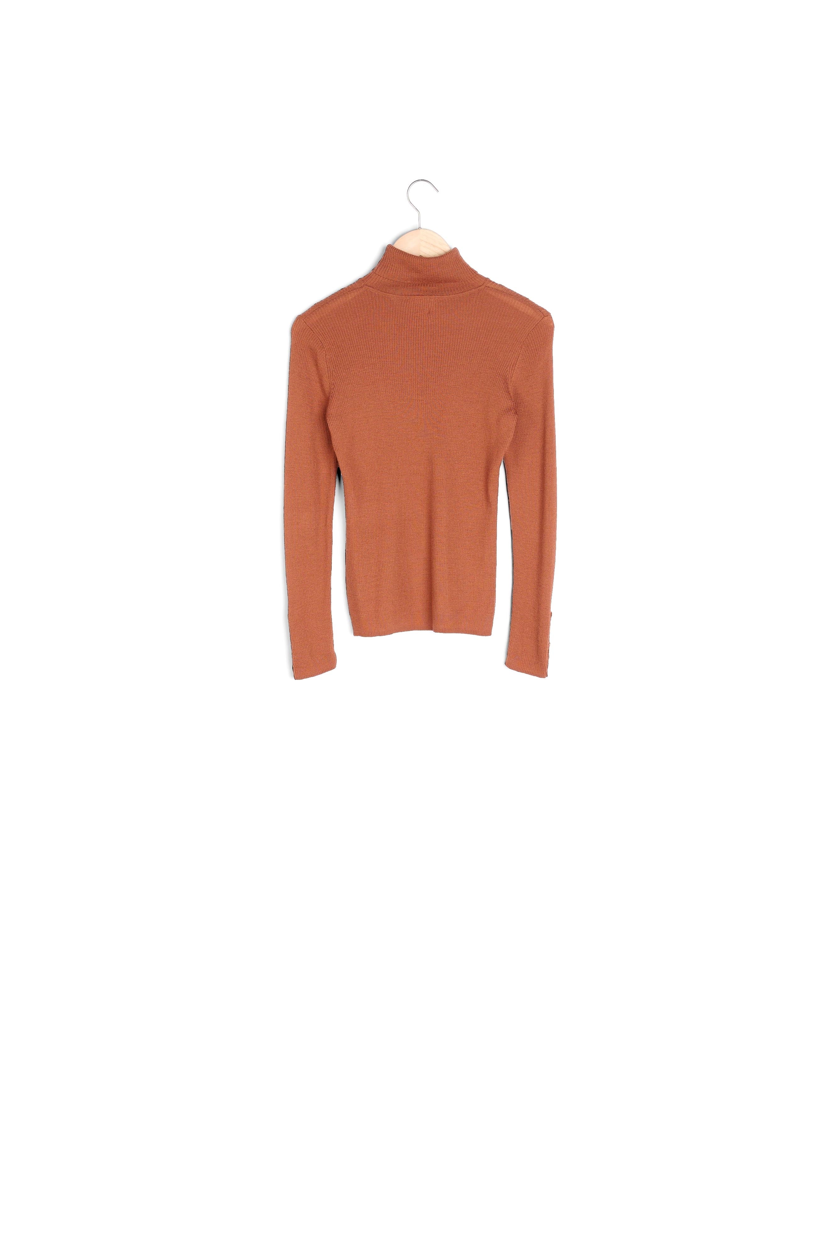 Pull acajou côtelé col roulé Florale Faume - seconde main