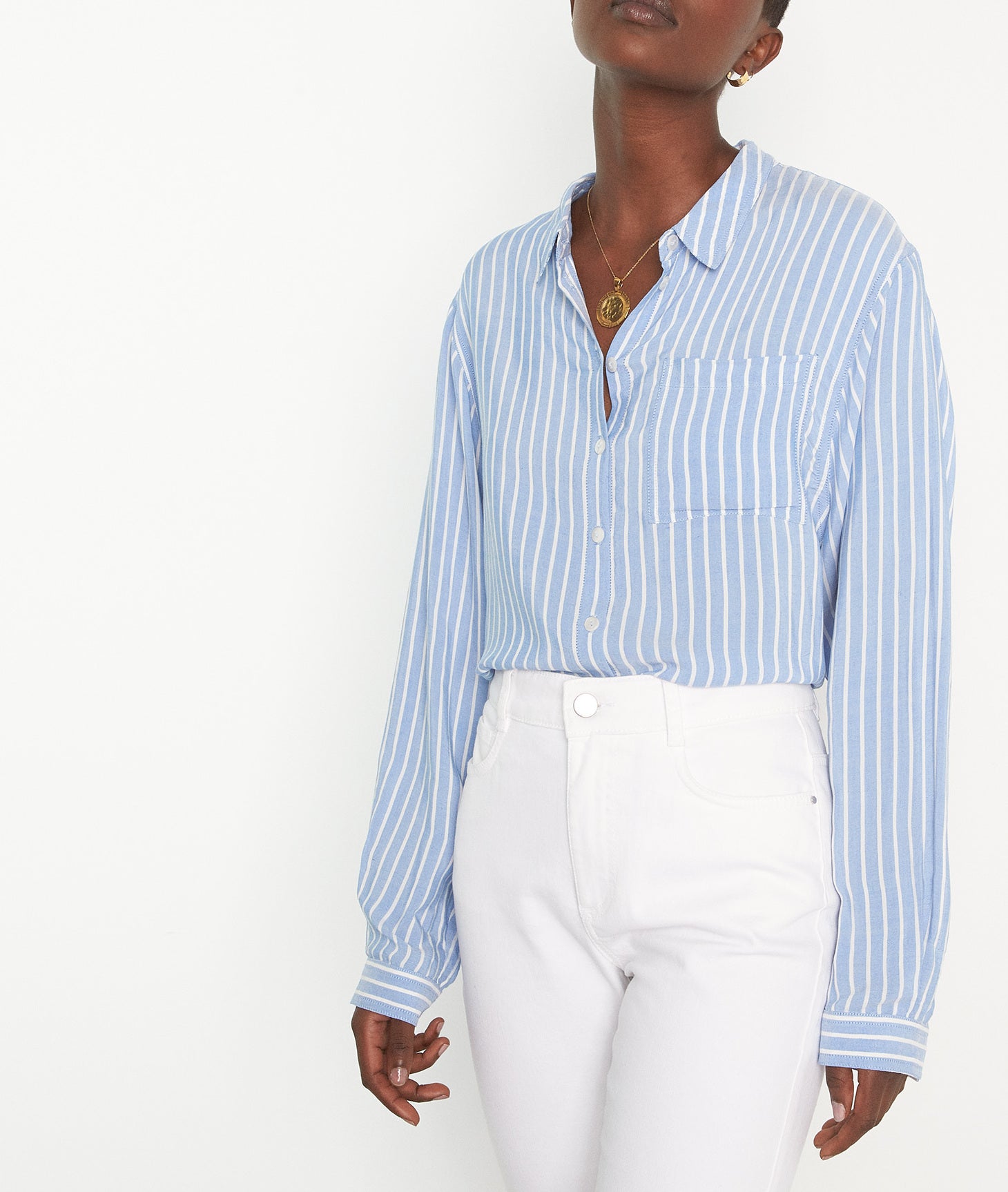 Chemise fluide à rayures bleu ciel Ladila Faume - seconde main