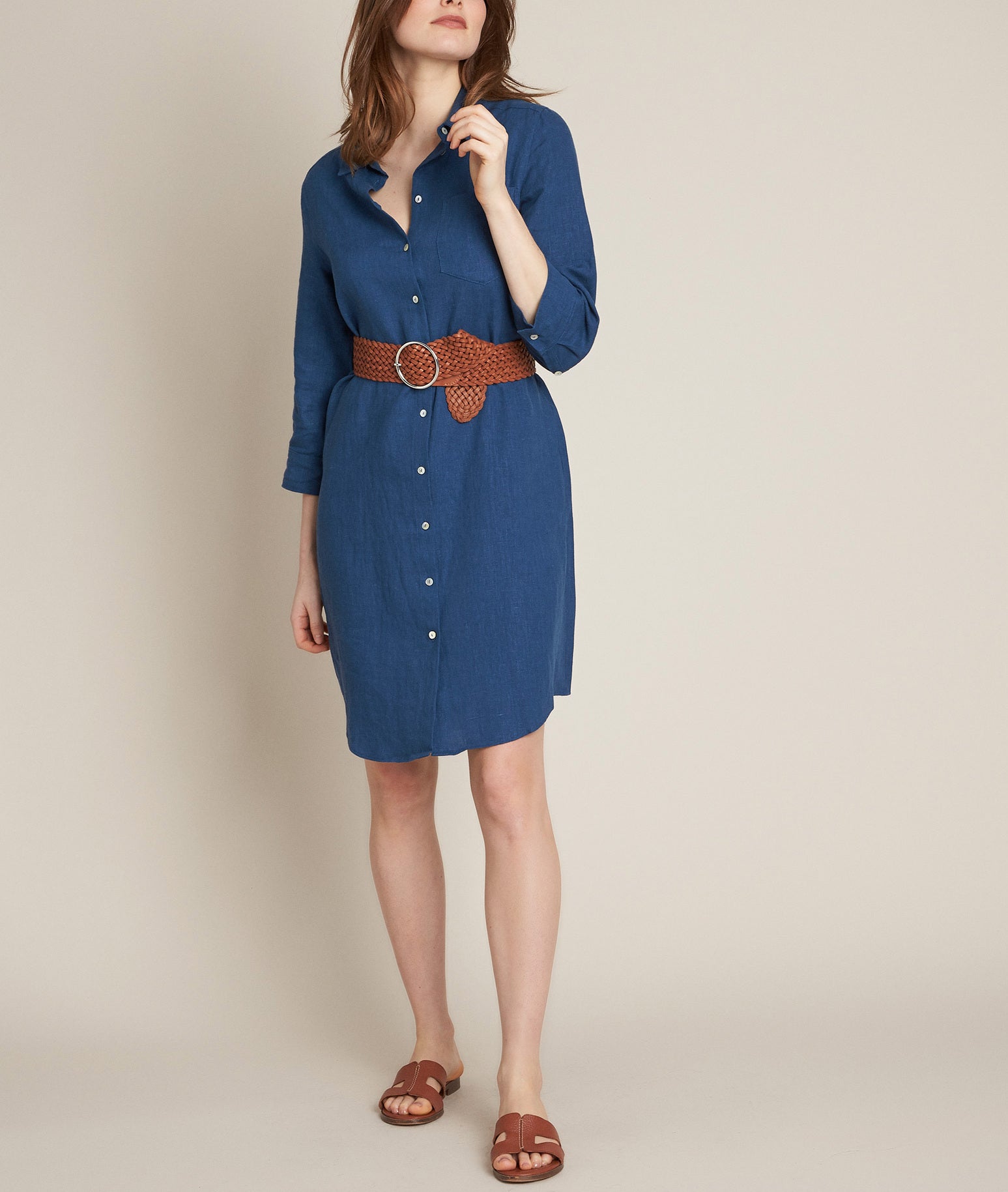 Robe chemise en lin indigo Celine Faume - seconde main