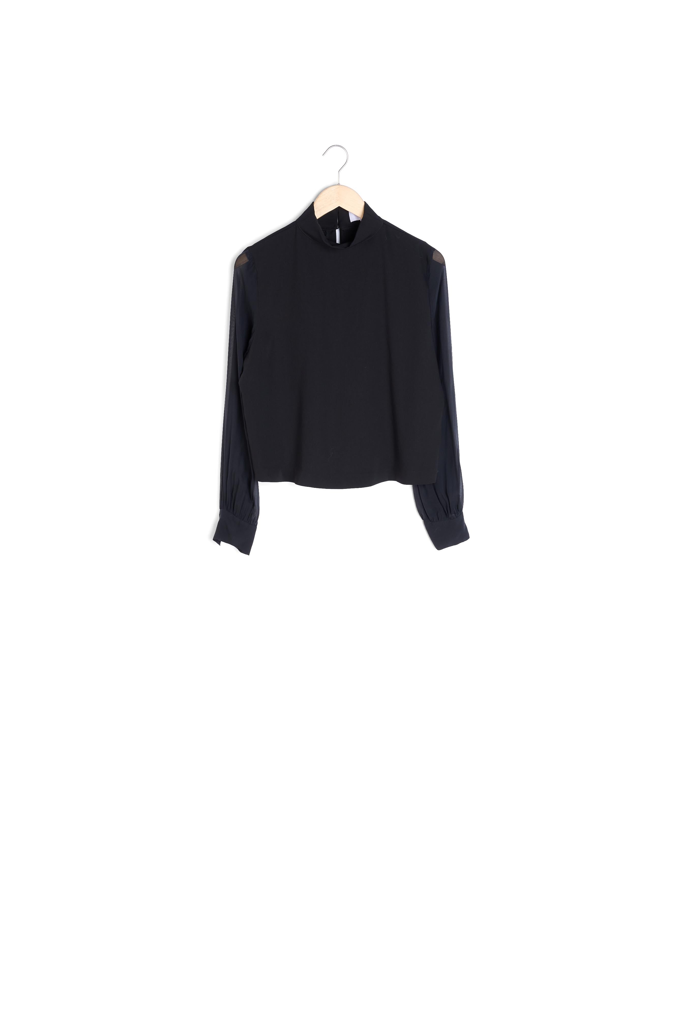 Resap x Maison 123 Blouse en polyester et soie noire Cassie Faume - seconde main