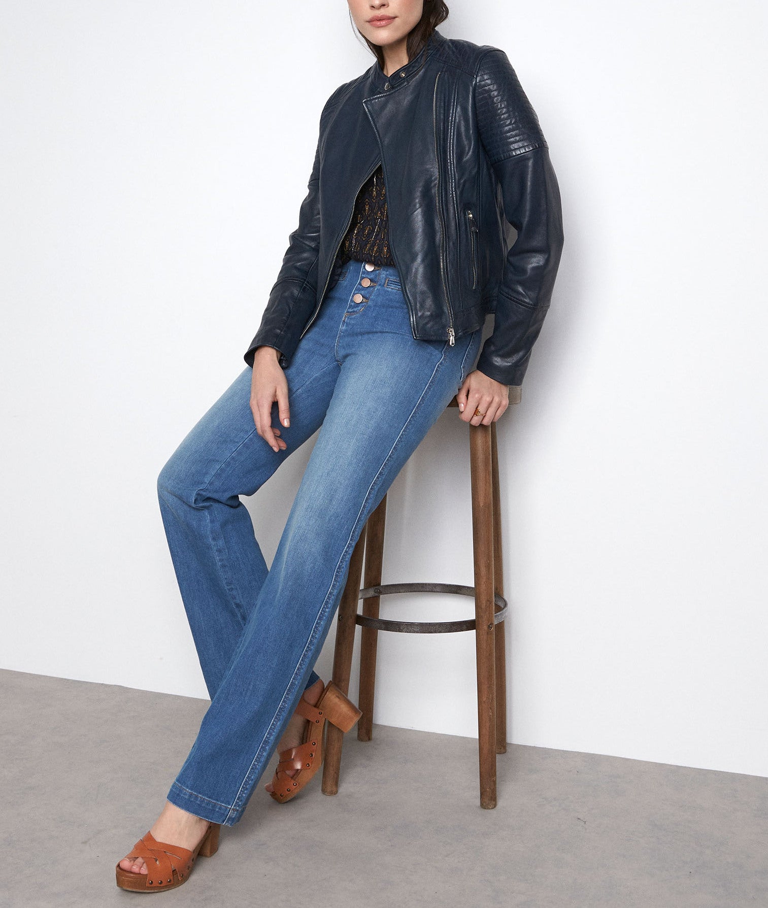 Jean flare esprit seventies stone used Bianca Faume - seconde main