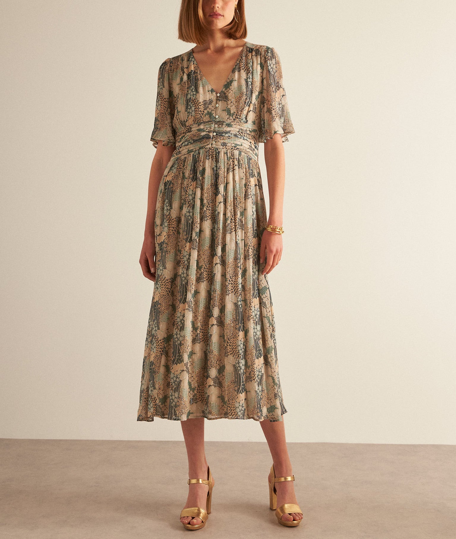 Robe longue fluide imprimée NERVANE Faume - seconde main