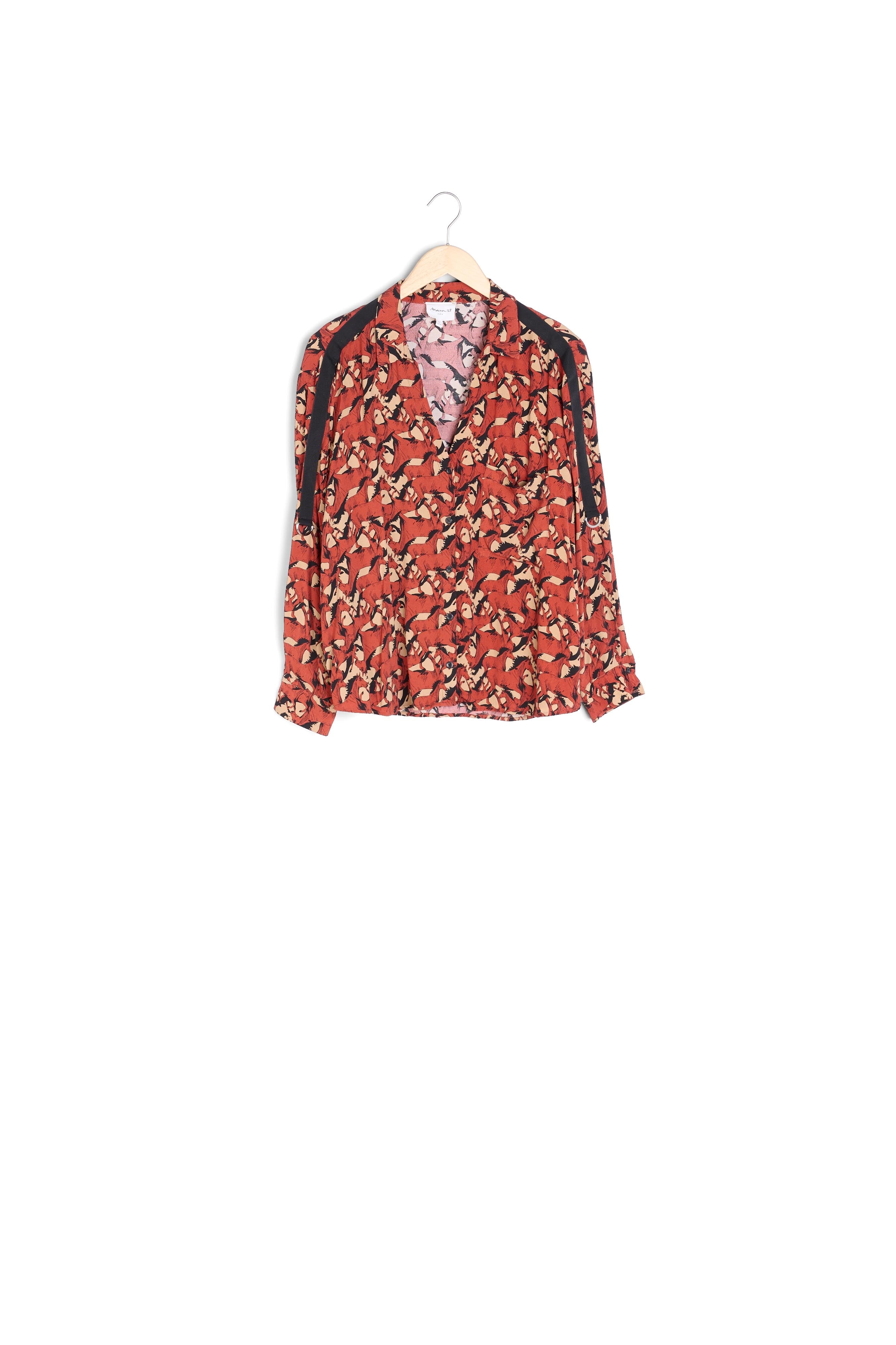 Blouse acajou imprimé cheval Cathleen Faume - seconde main