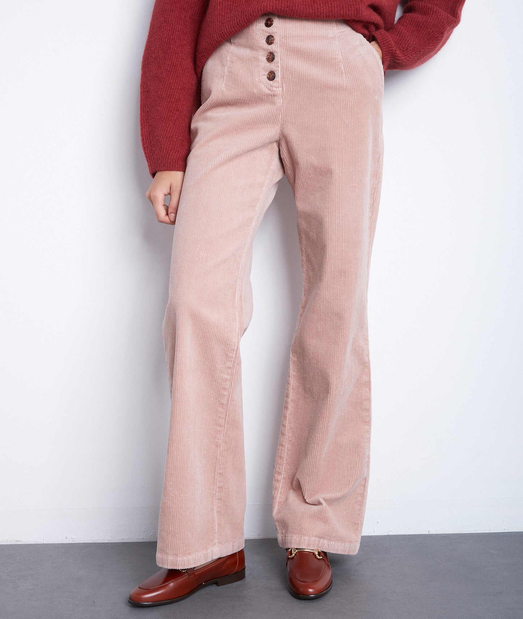 Pantalon en velours rose Desir Faume - seconde main