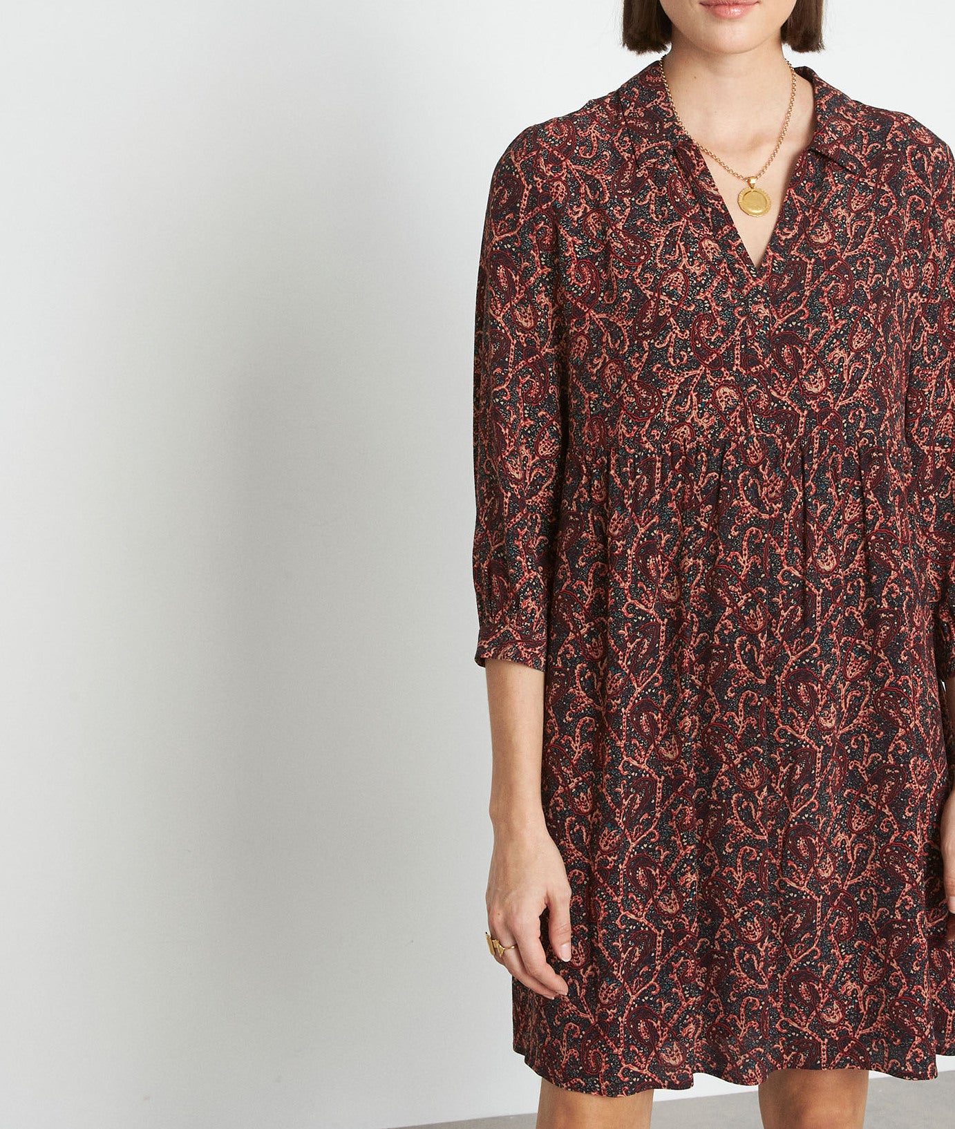 Robe courte imprimée brique Nairobi Faume - seconde main