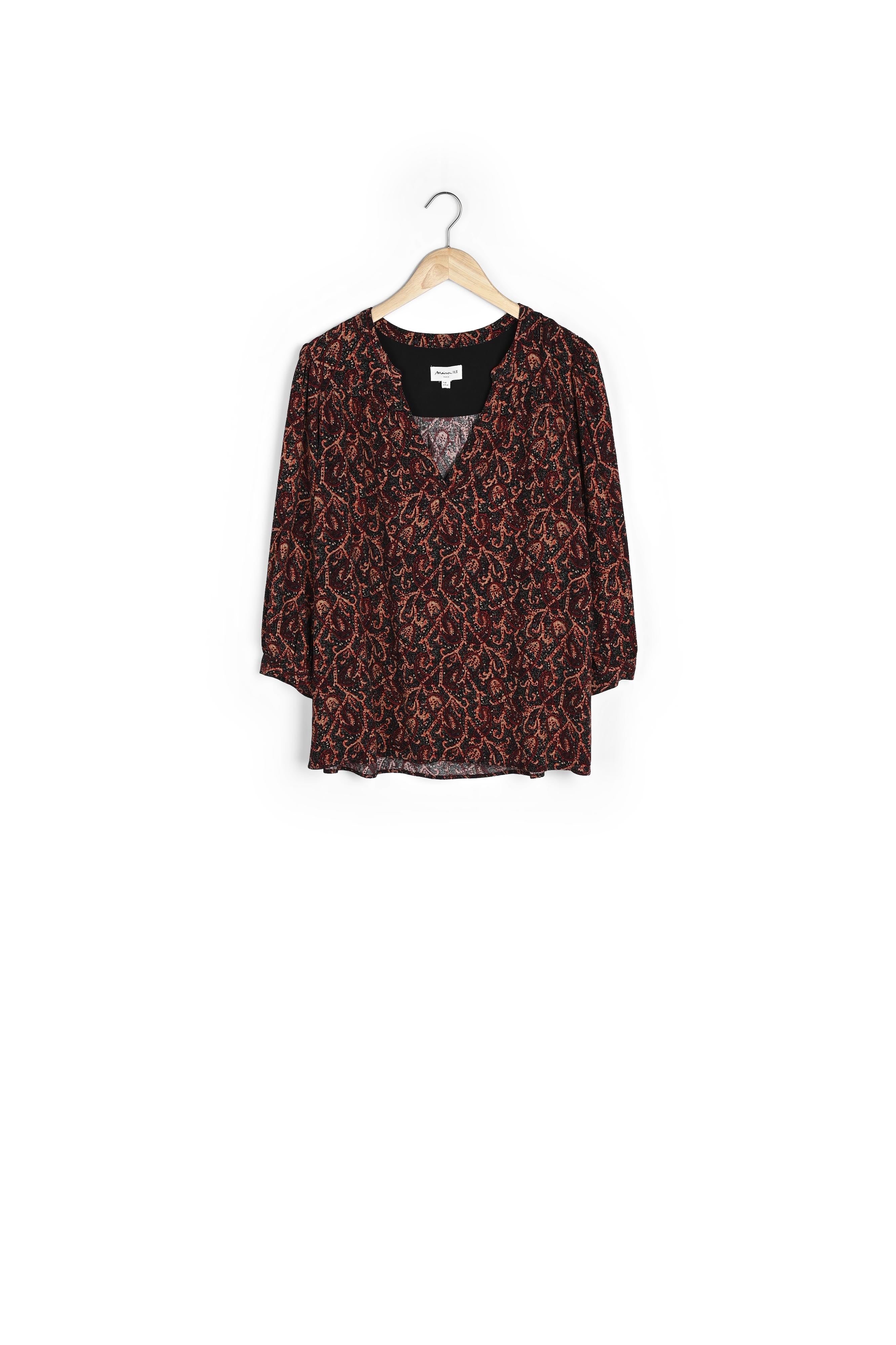 Blouse fluide imprimée brique Elsa Faume - seconde main