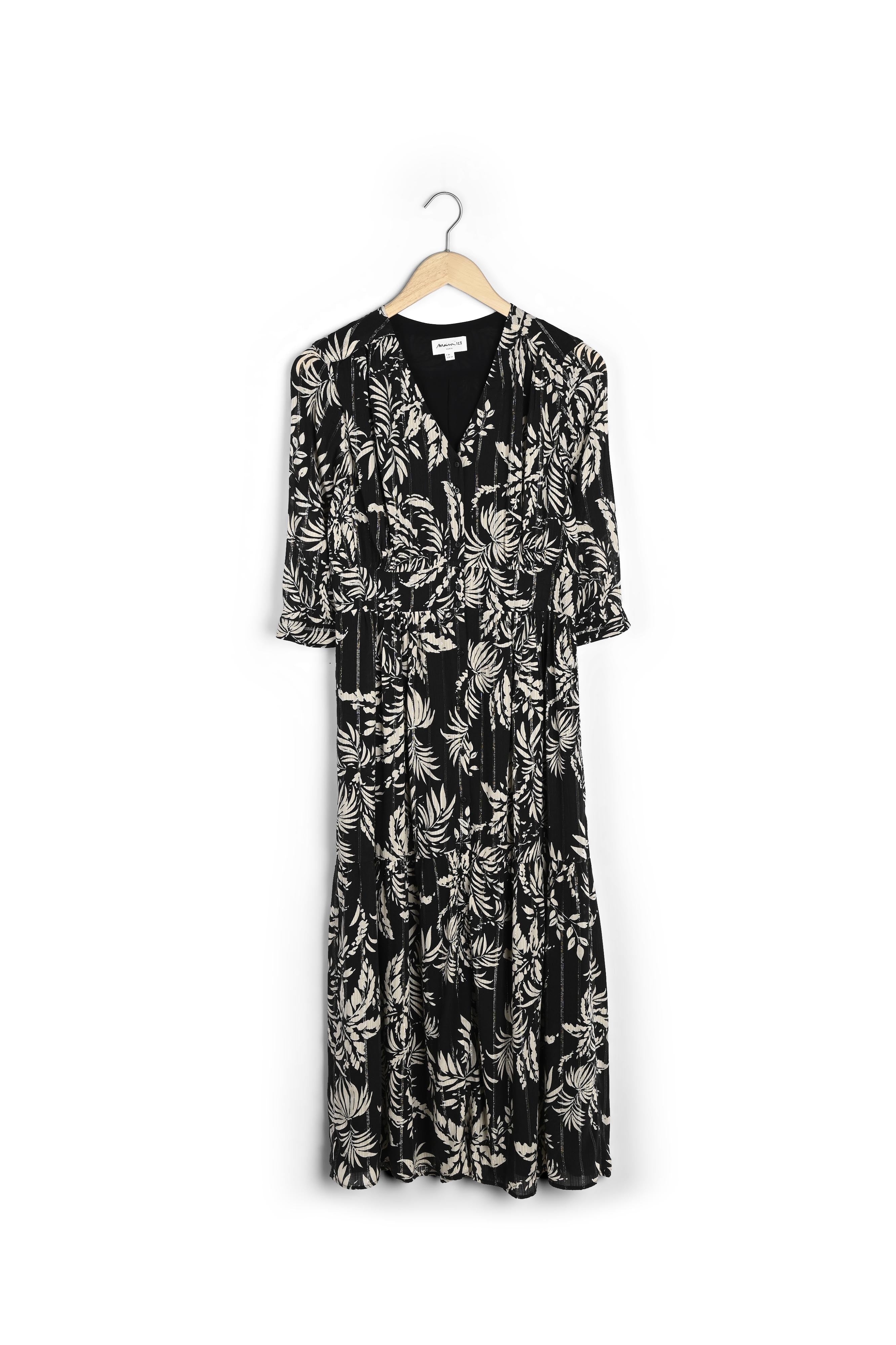 Robe longue imprimée noire Nais Faume - seconde main