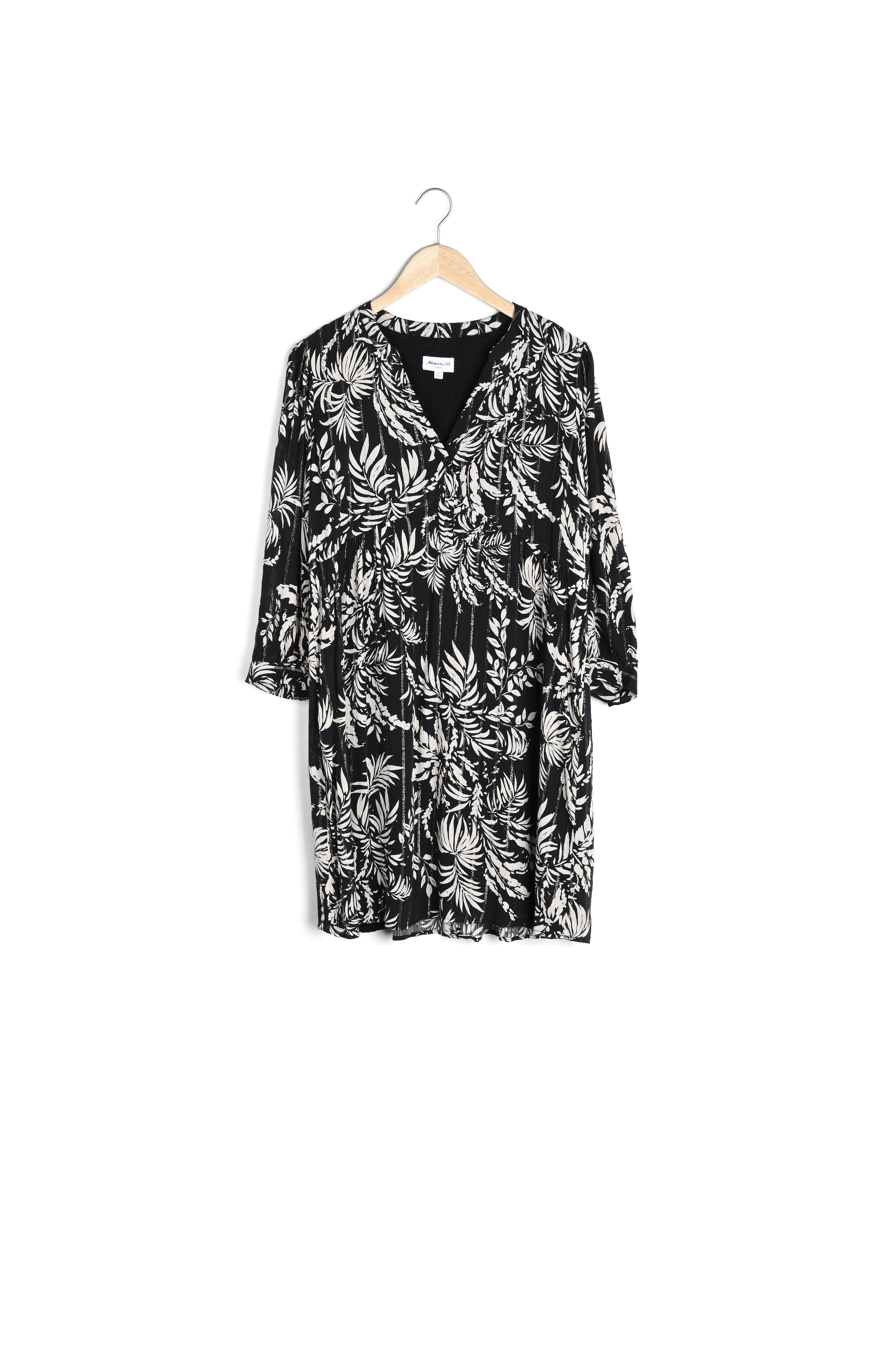 Robe courte imprimée noire Calypso Faume - seconde main