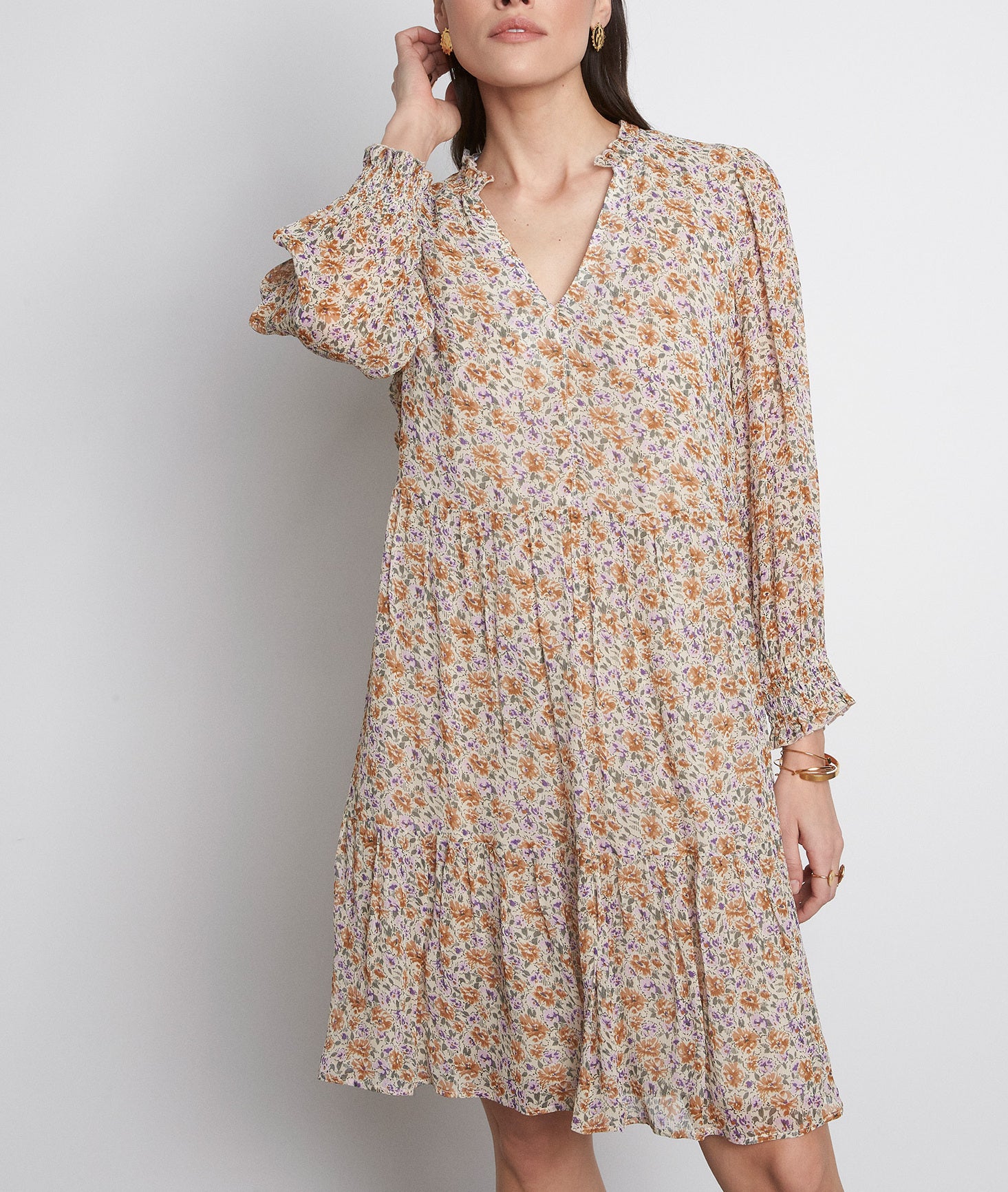 Robe courte imprimée écru Nathy Faume - seconde main