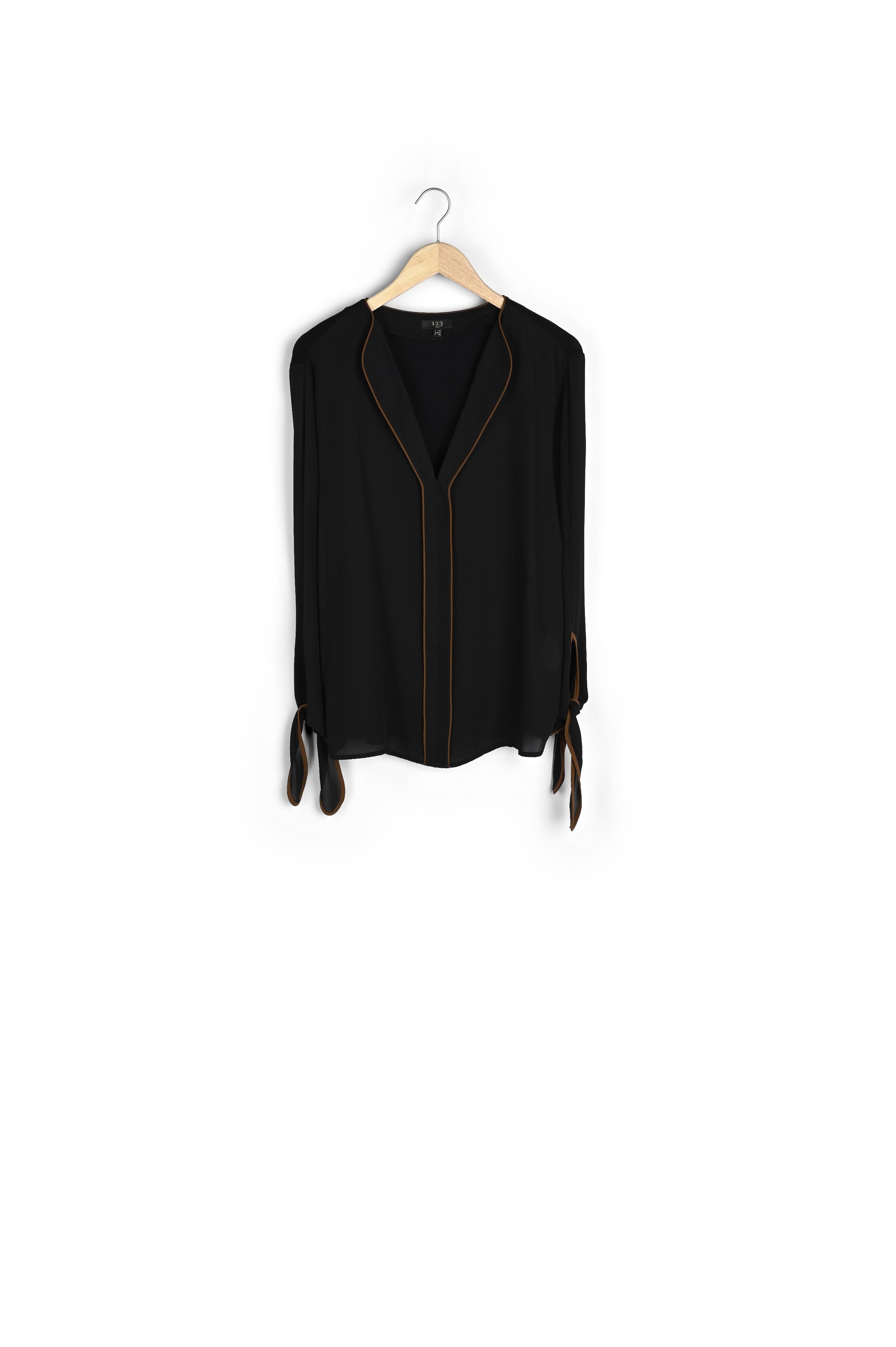 Chemisier noir biais contrasté Victoire Faume - seconde main