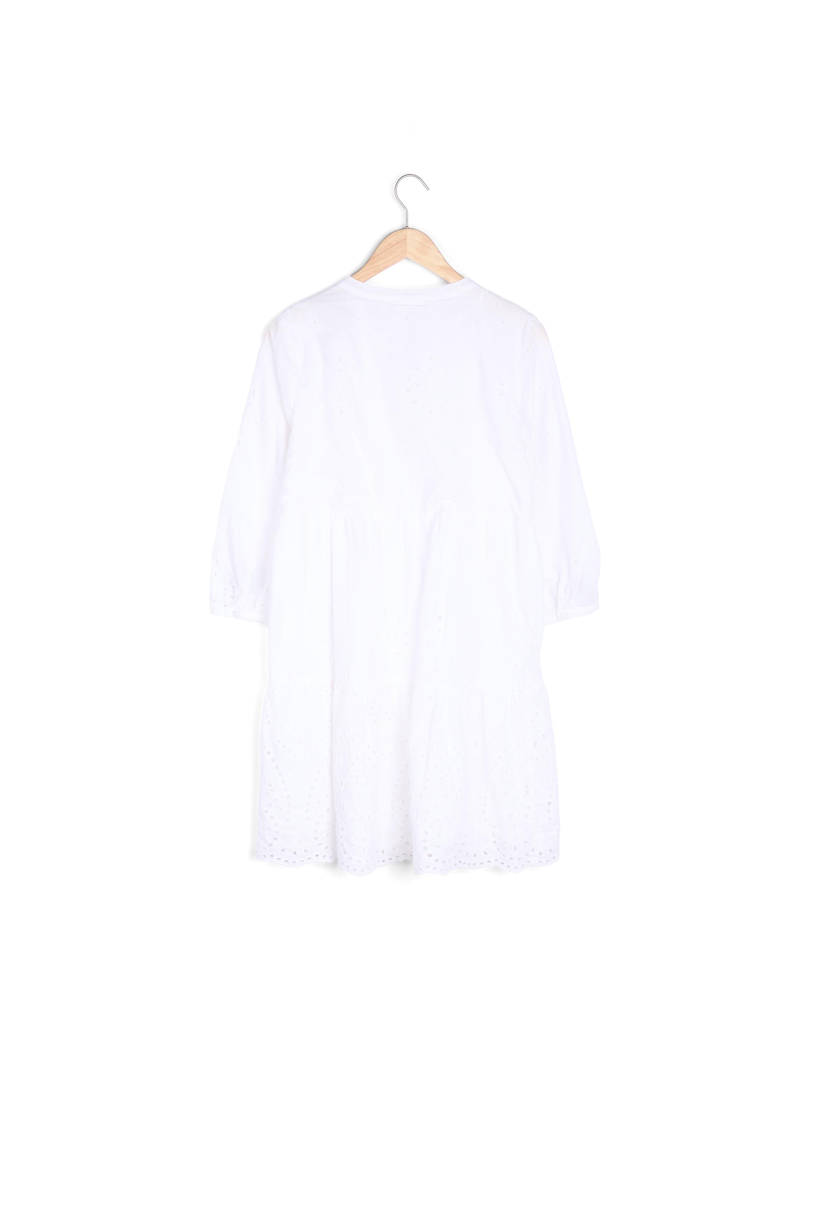 Robe courte brodée en coton bio blanc Naless Faume - seconde main