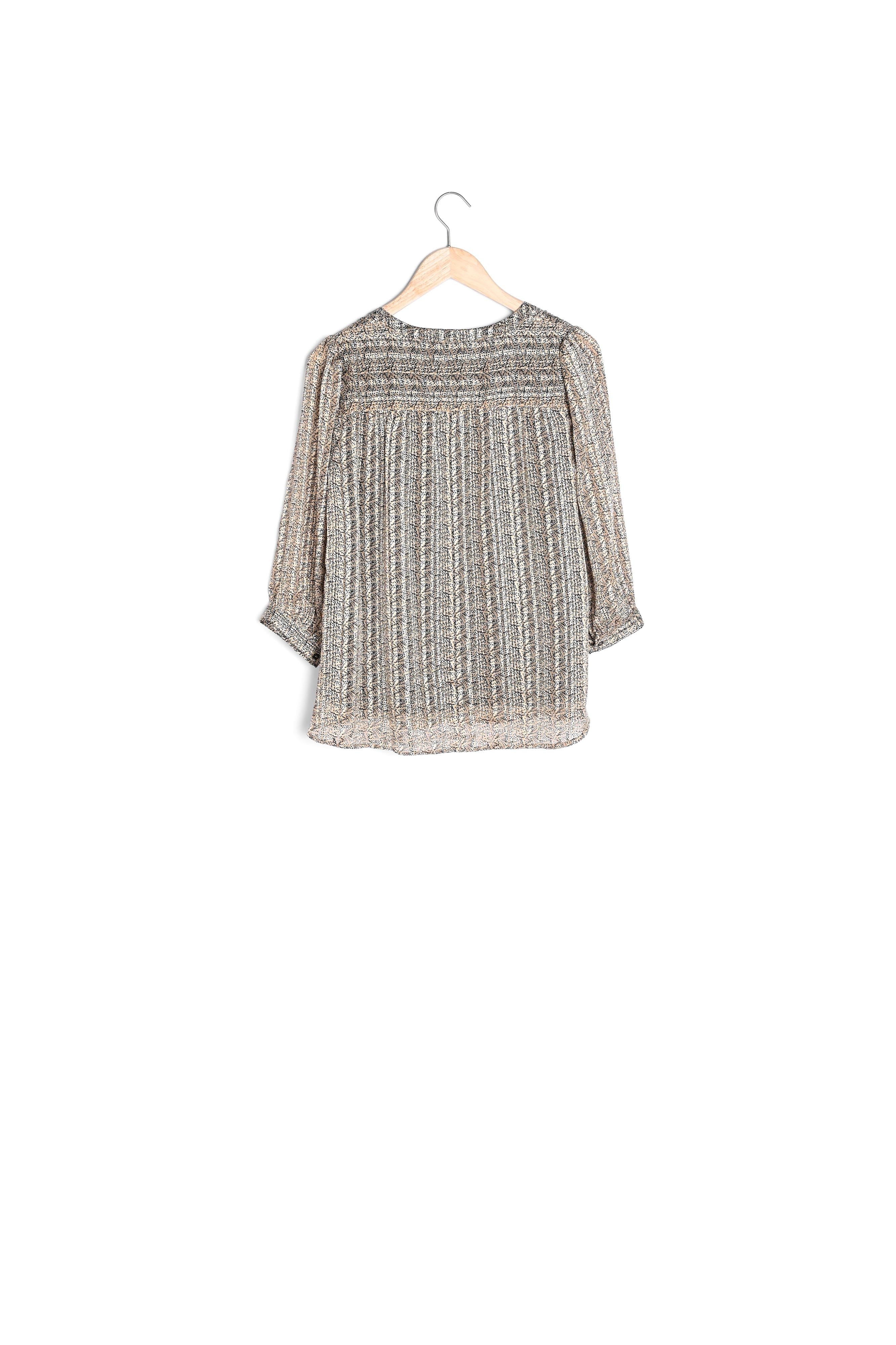 Blouse camel imprimée lurex Elsa Faume - seconde main