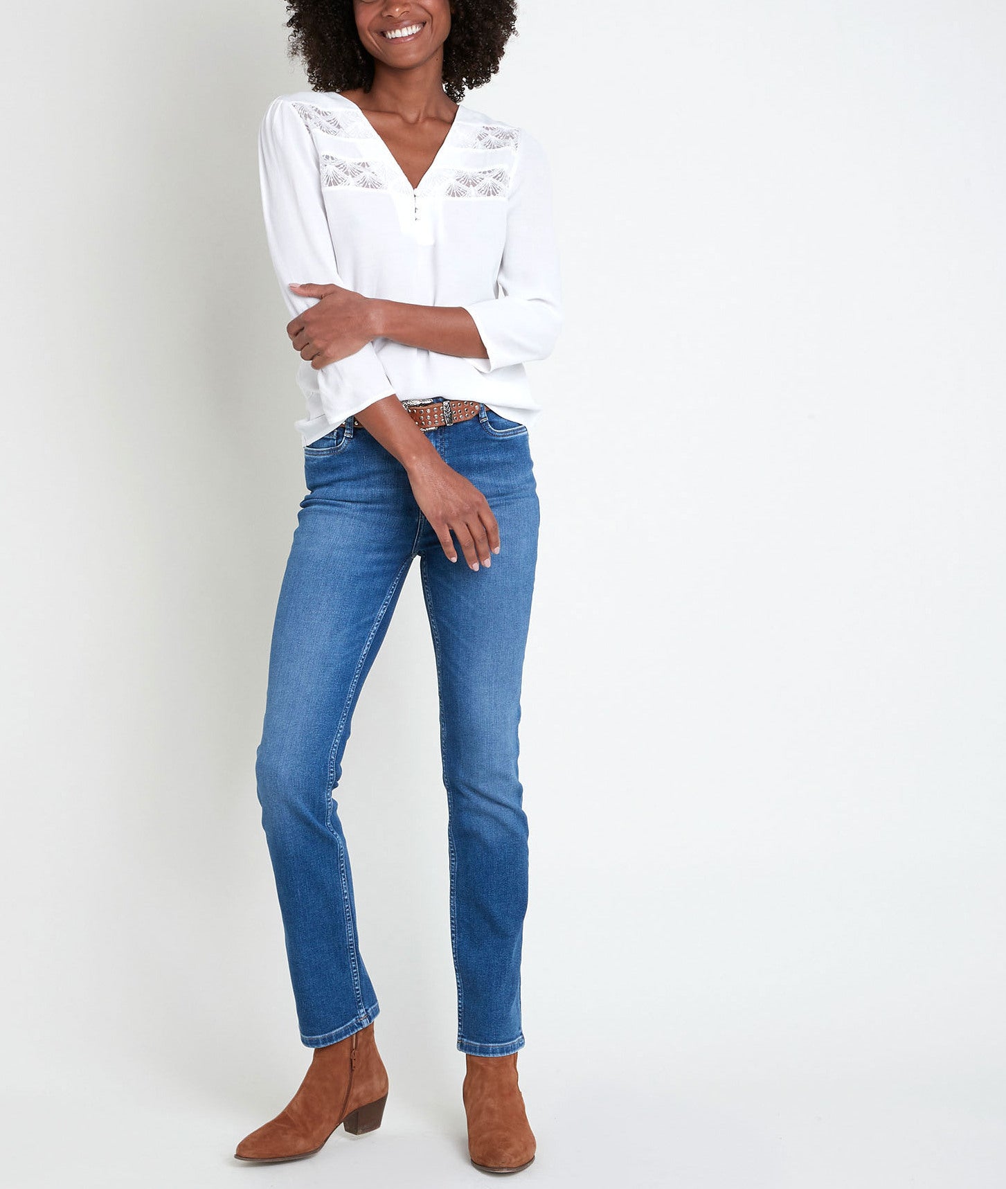 Top bimatière blanc avec dentelle Will Faume - seconde main