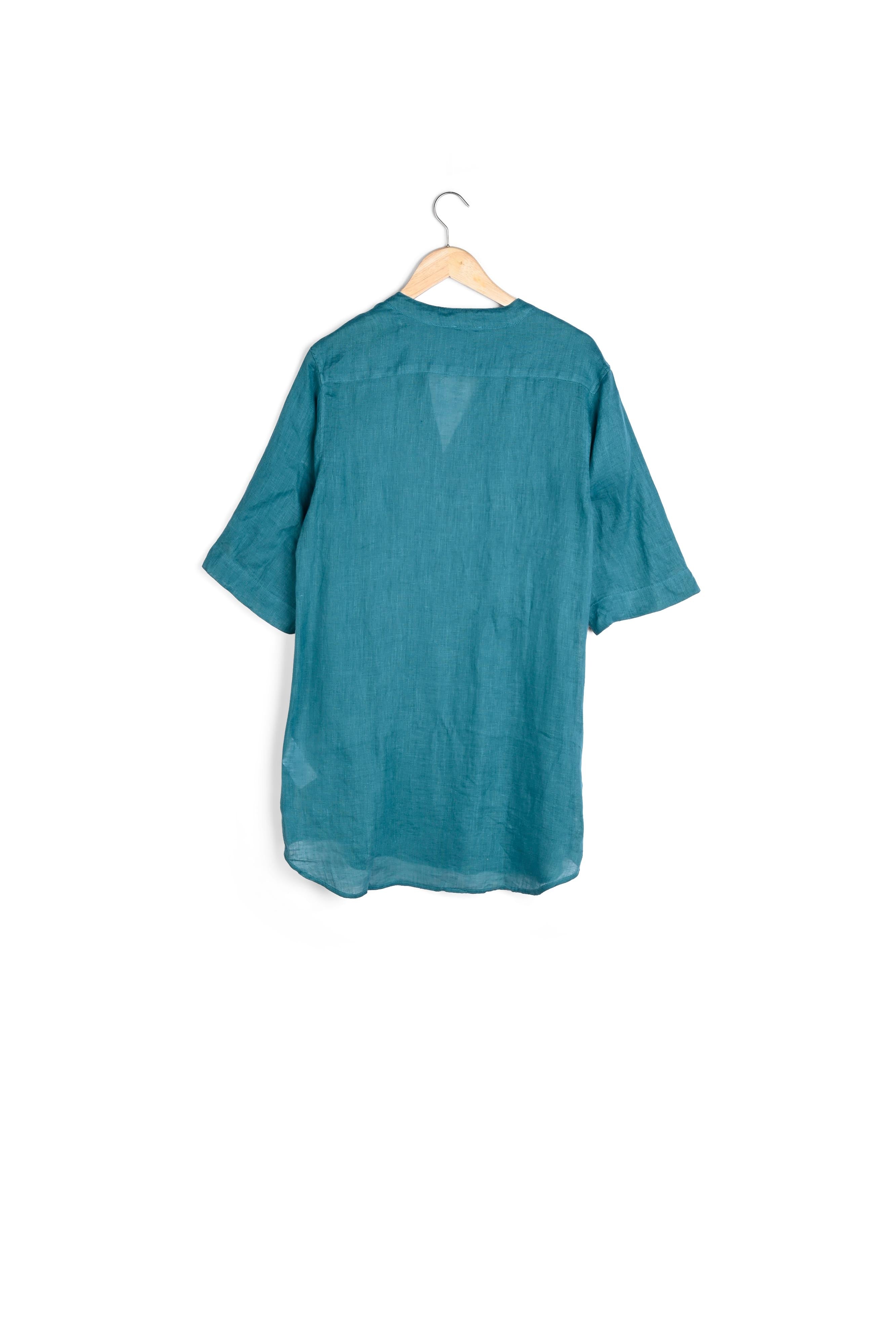 Robe courte liquette en lin turquoise Hannae Faume - seconde main
