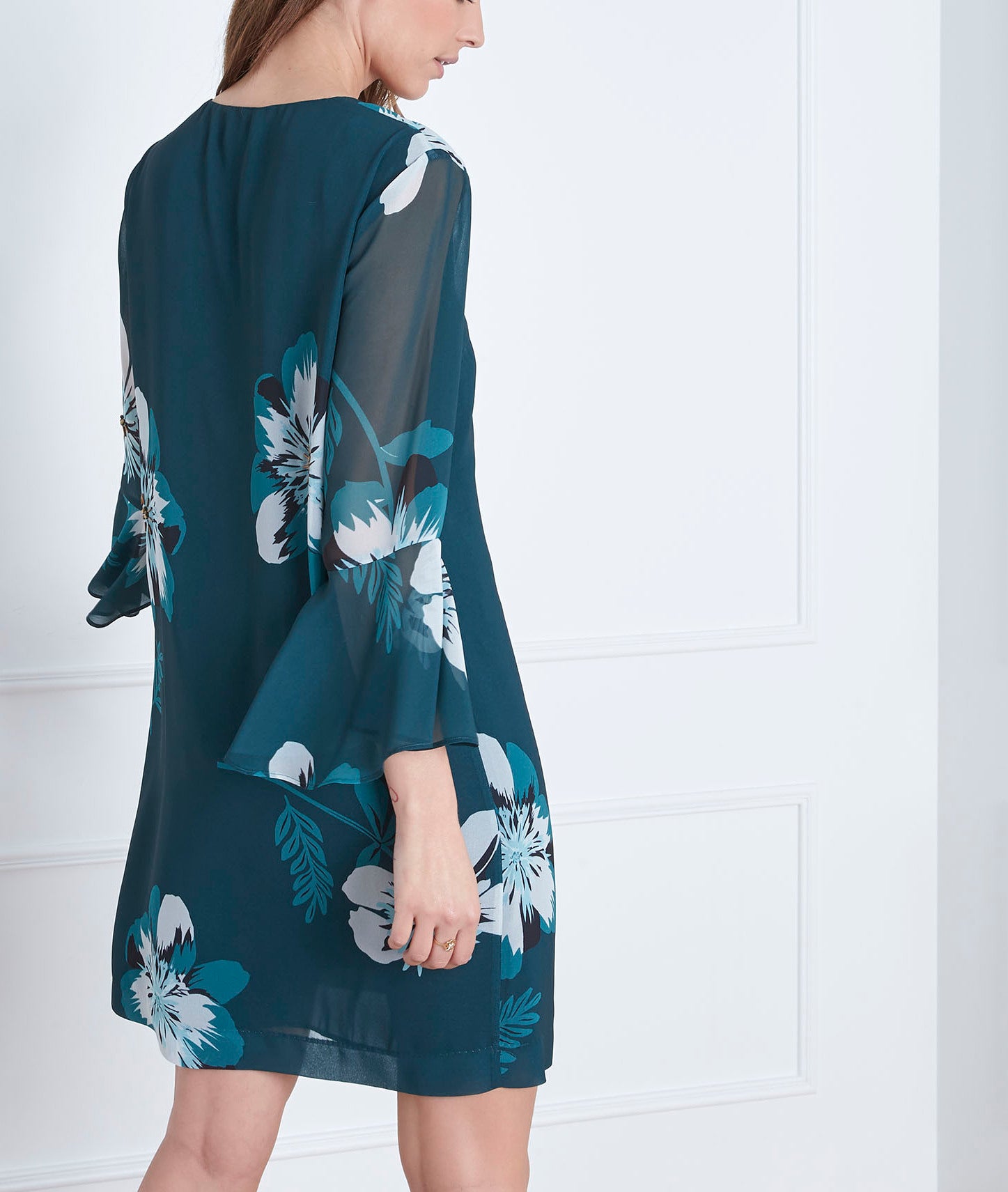 Robe vert foncé imprimé fleuri Astrid Faume - seconde main