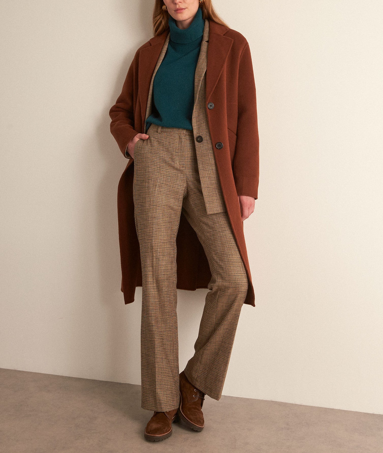 Pantalon de tailleur flare en prince de galles Fidji Faume - seconde main