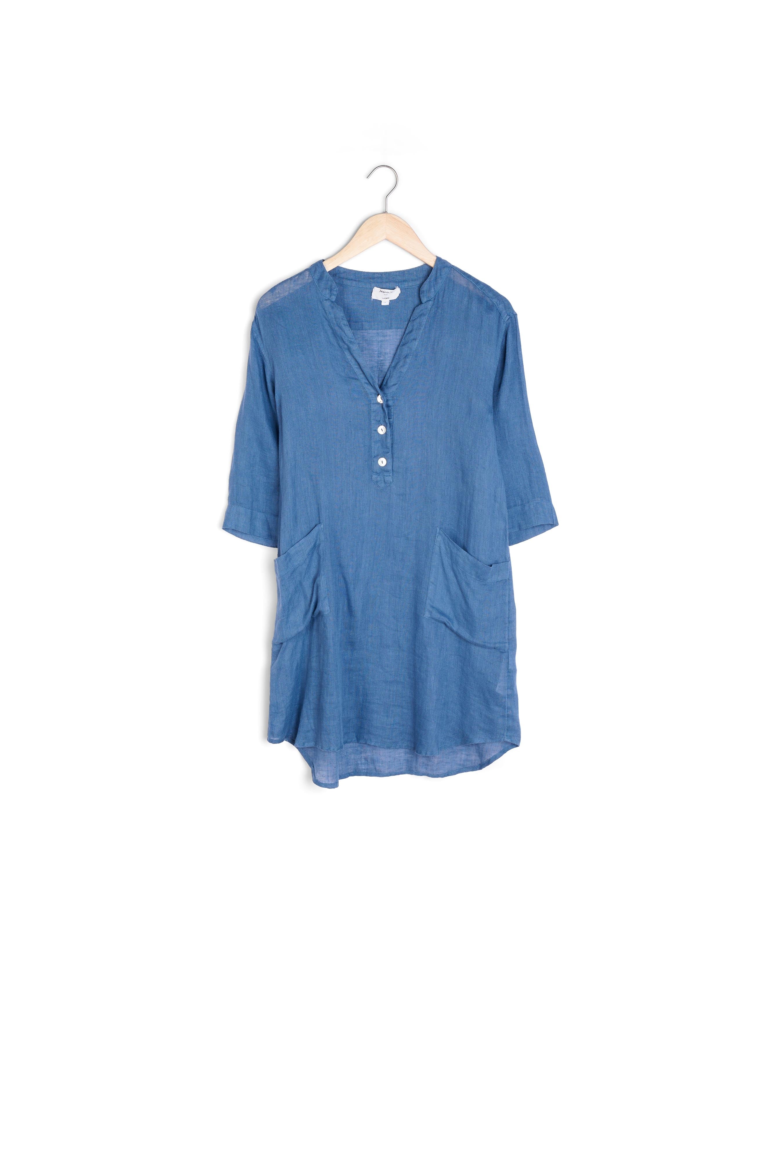 Robe courte liquette en lin bleu Hannae Faume - seconde main