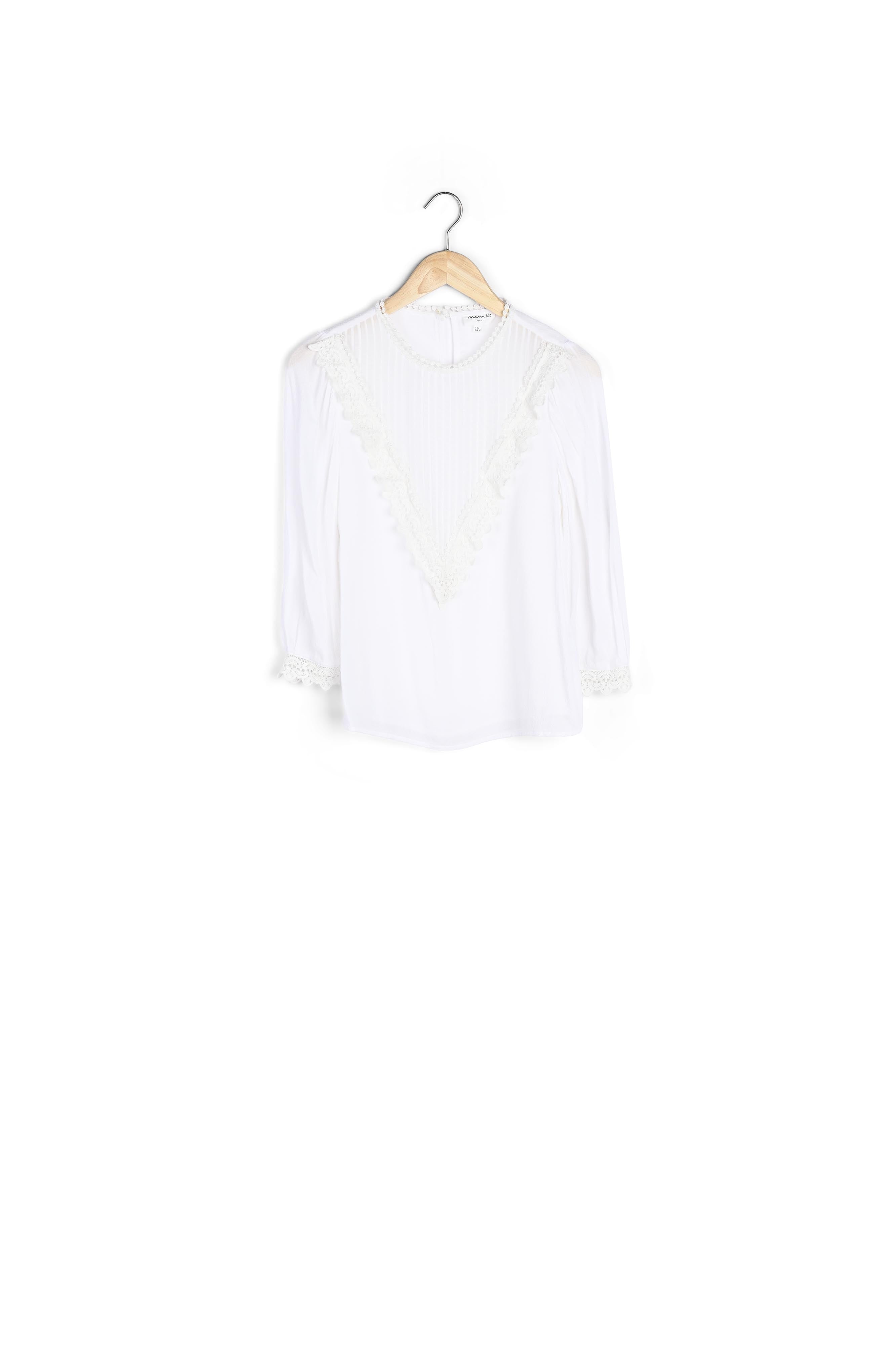 Blouse romantique en dentelle blanche Aude Faume - seconde main