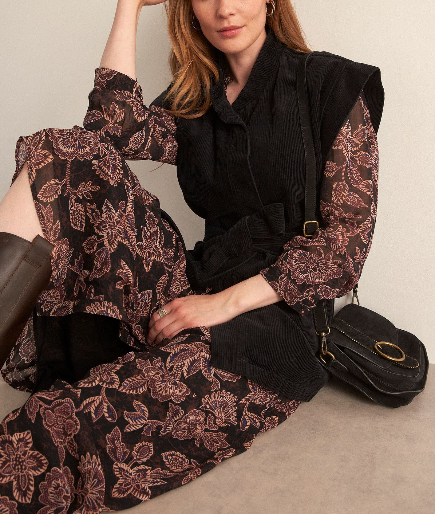 Robe longue imprimée prune Carola Faume - seconde main