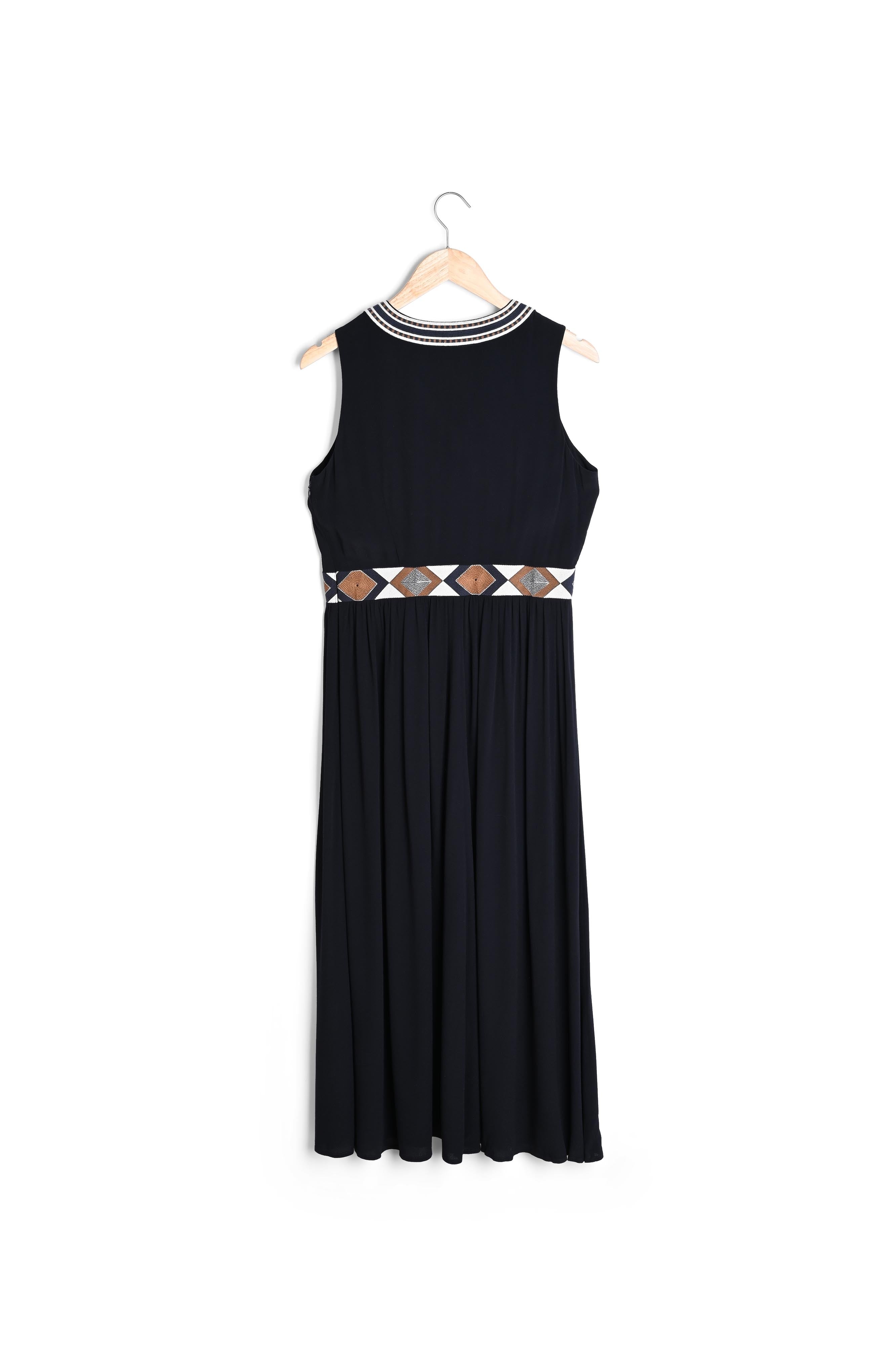 Robe marine brodée ethnique Lindsay Faume - seconde main