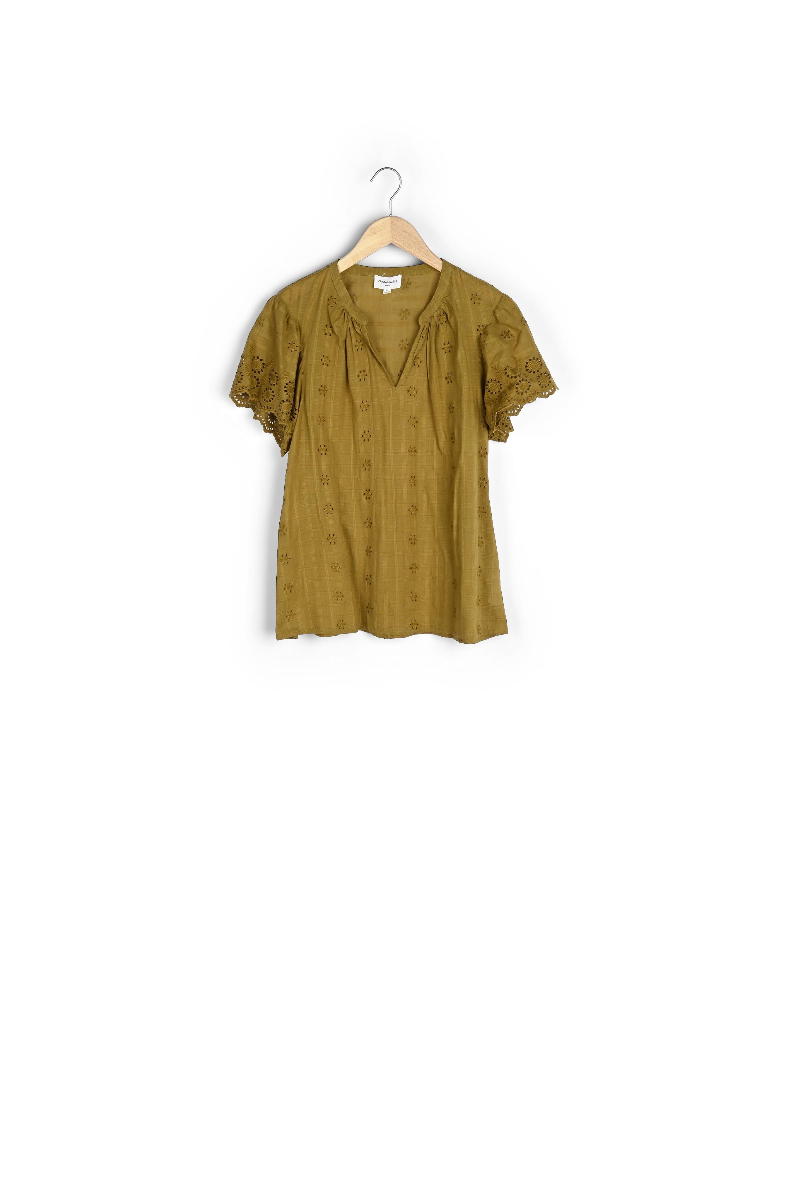 Blouse manches courtes en coton bronze Lisbeth Faume - seconde main