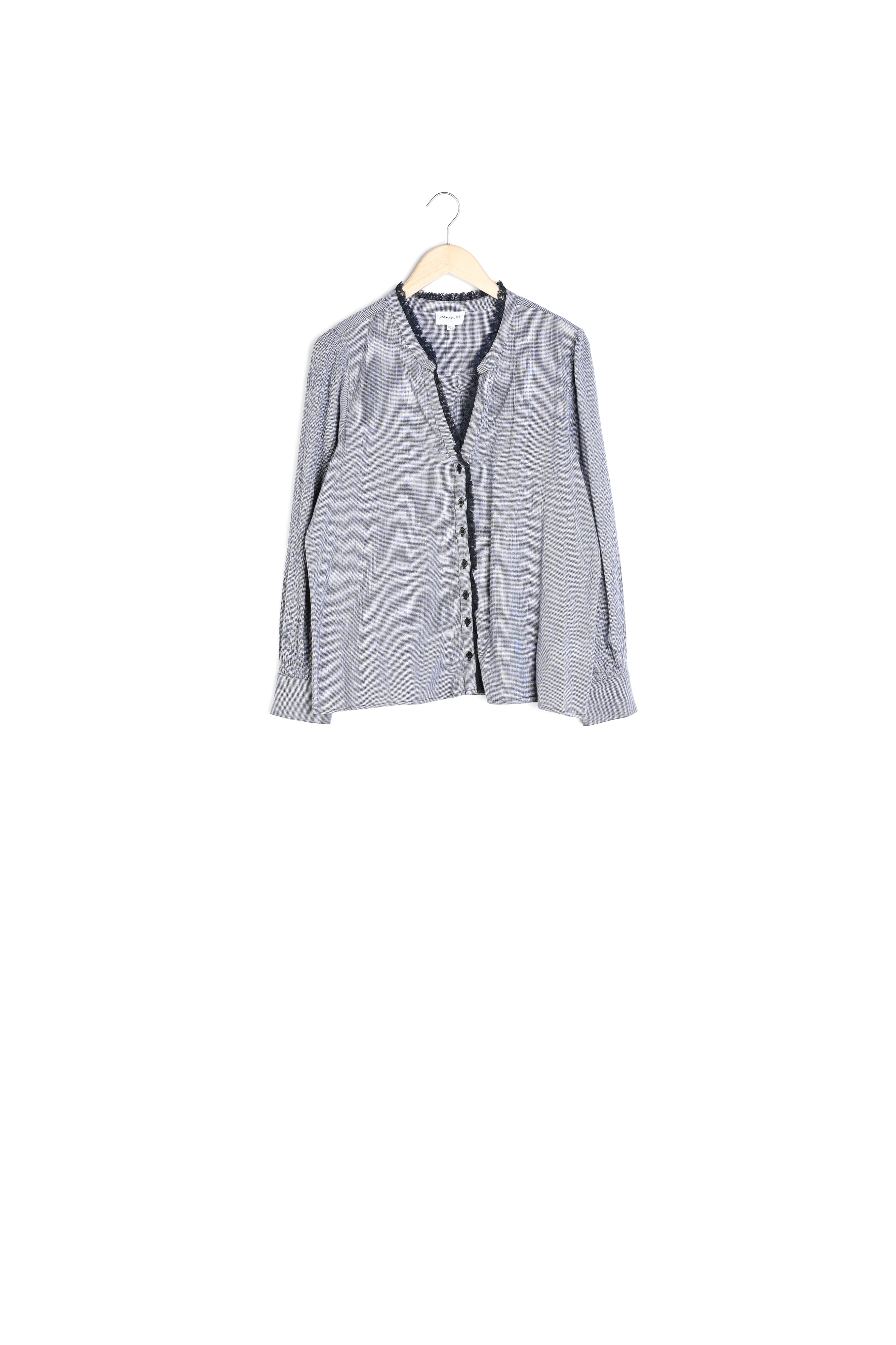 Blouse en coton et détails dentelle noire et grise Alex Faume - seconde main