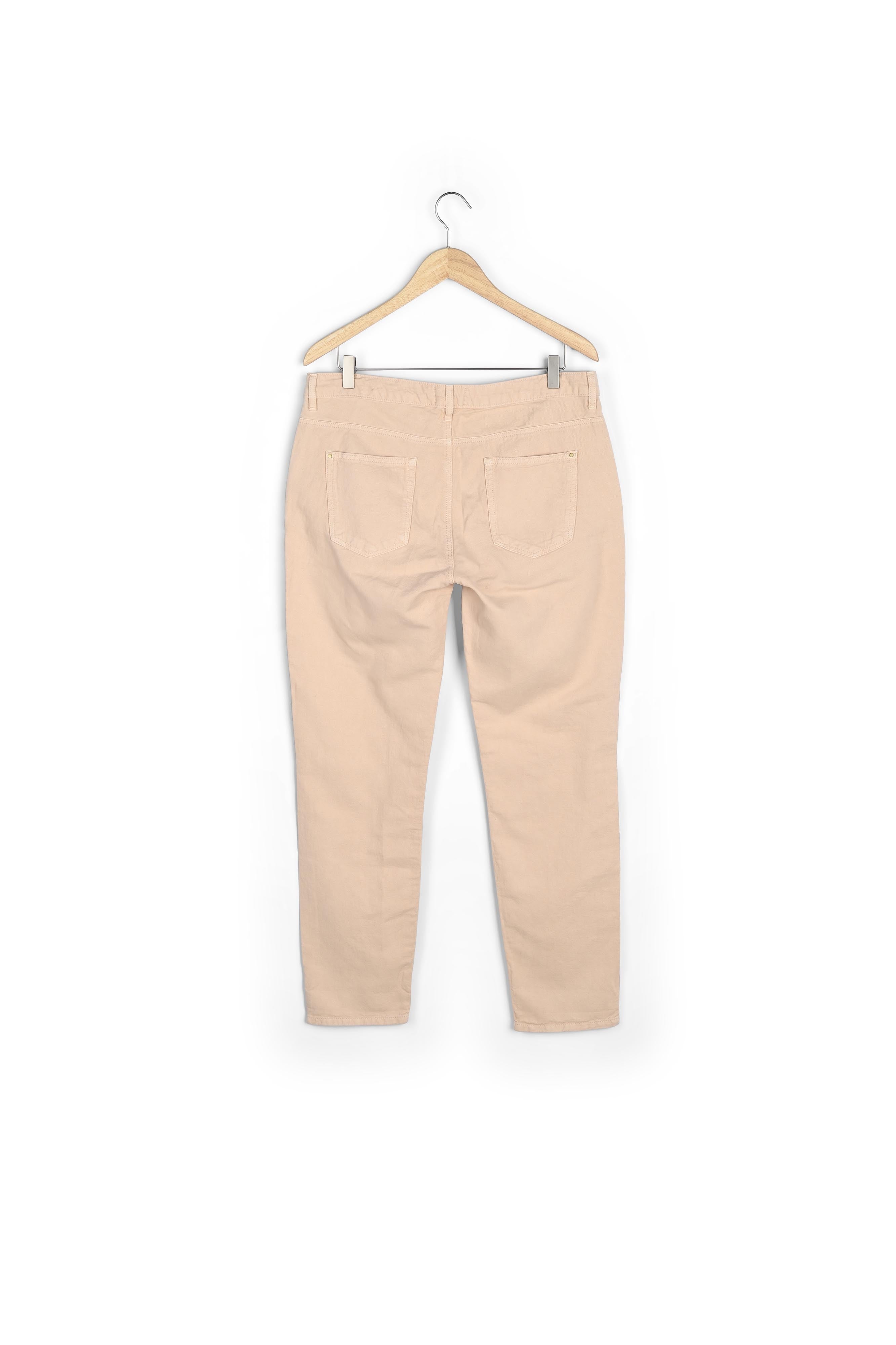 Pantalon droit en coton et lin rose poudré Farel Faume - seconde main