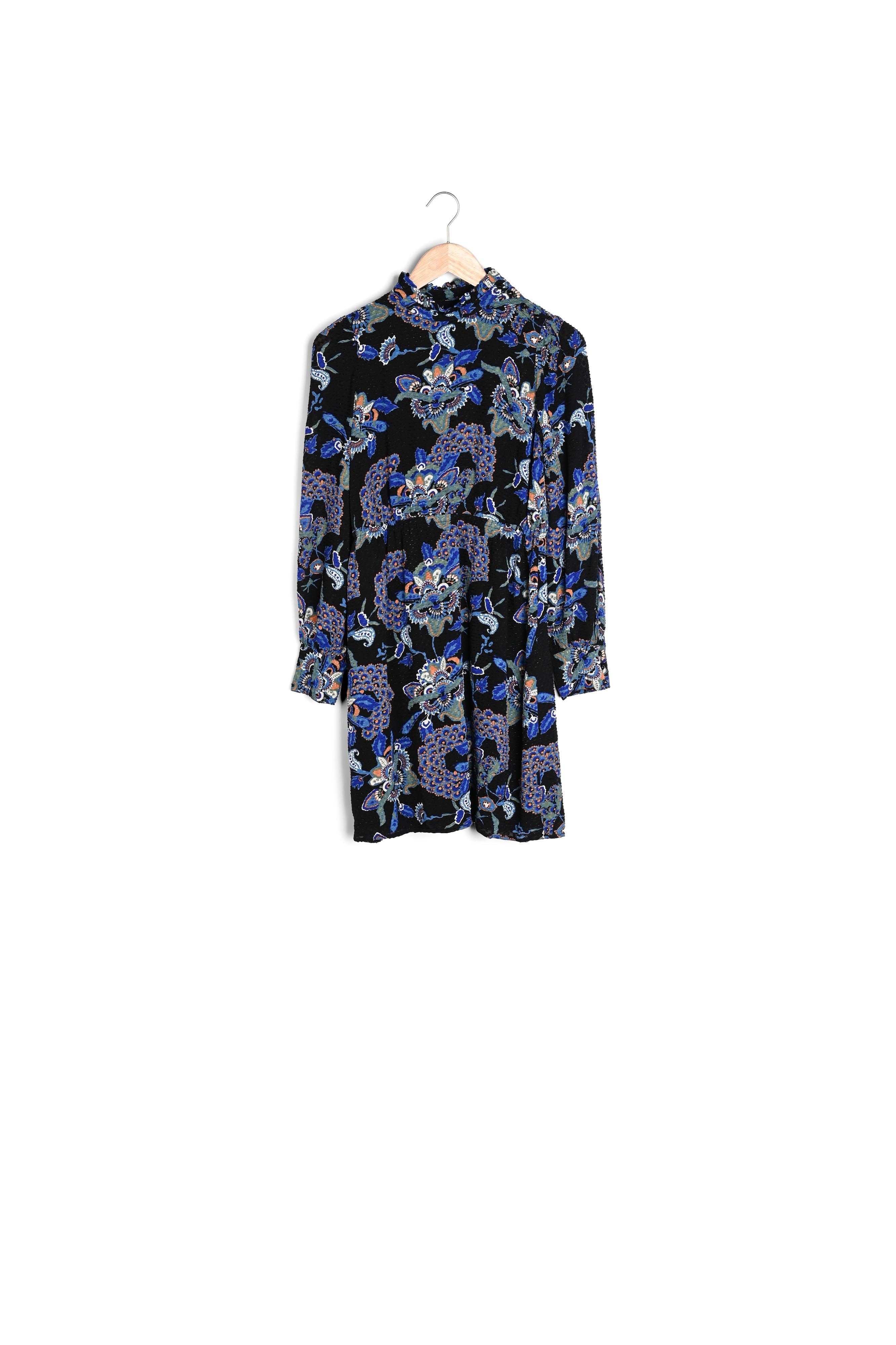 Robe courte imprimée bleue et noire Sixteen Faume - seconde main
