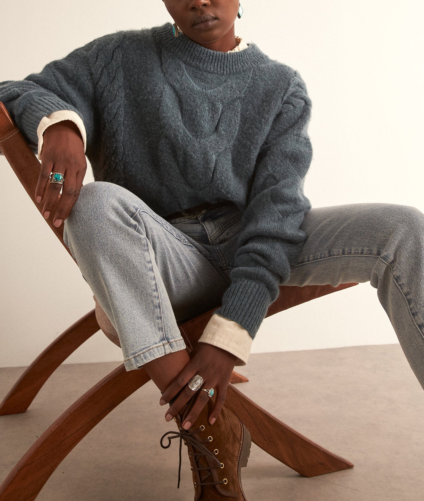 Pull bleu pétrole Bulle Faume - seconde main