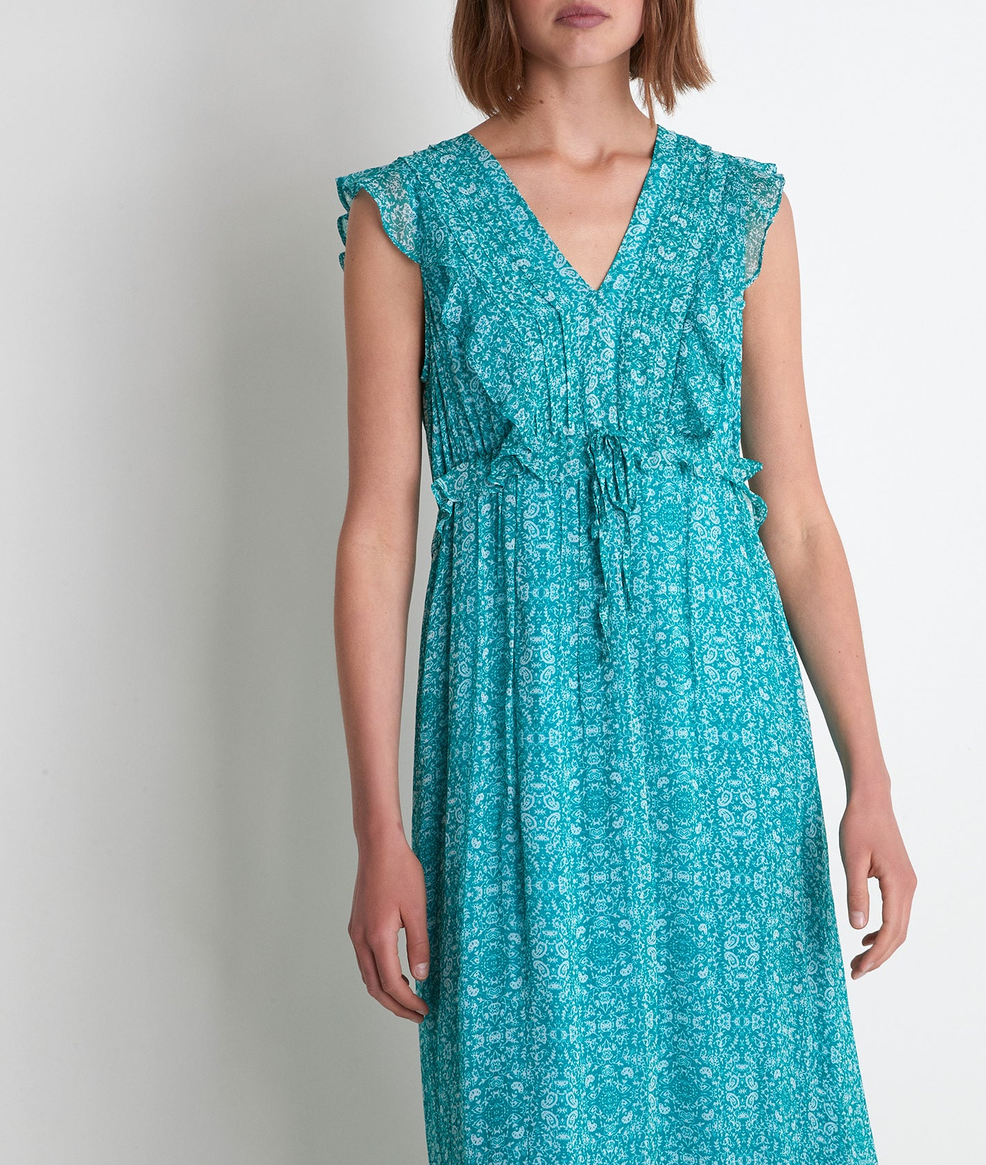 Robe longue imprimée turquoise Nao Faume - seconde main