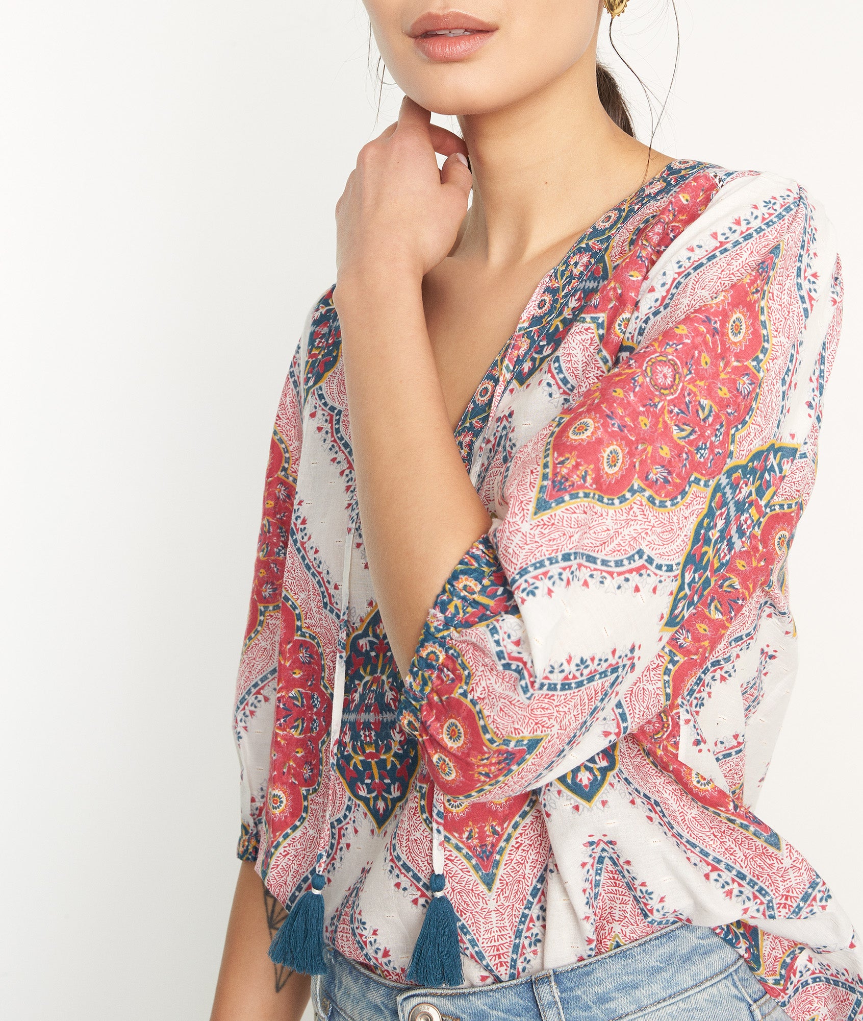 Blouse imprimé en coton rose Cybile Faume - seconde main