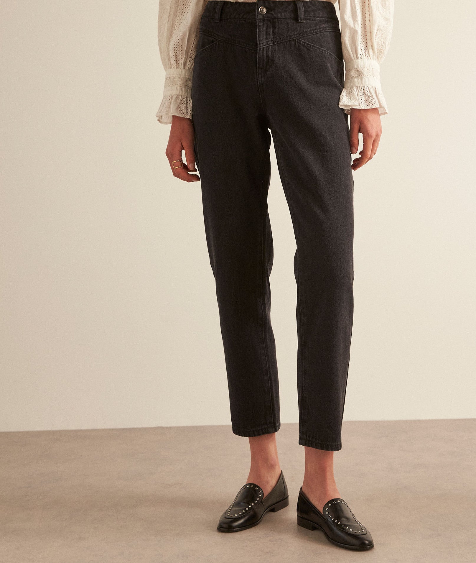 Jean chino noir en coton PATTY Faume - seconde main