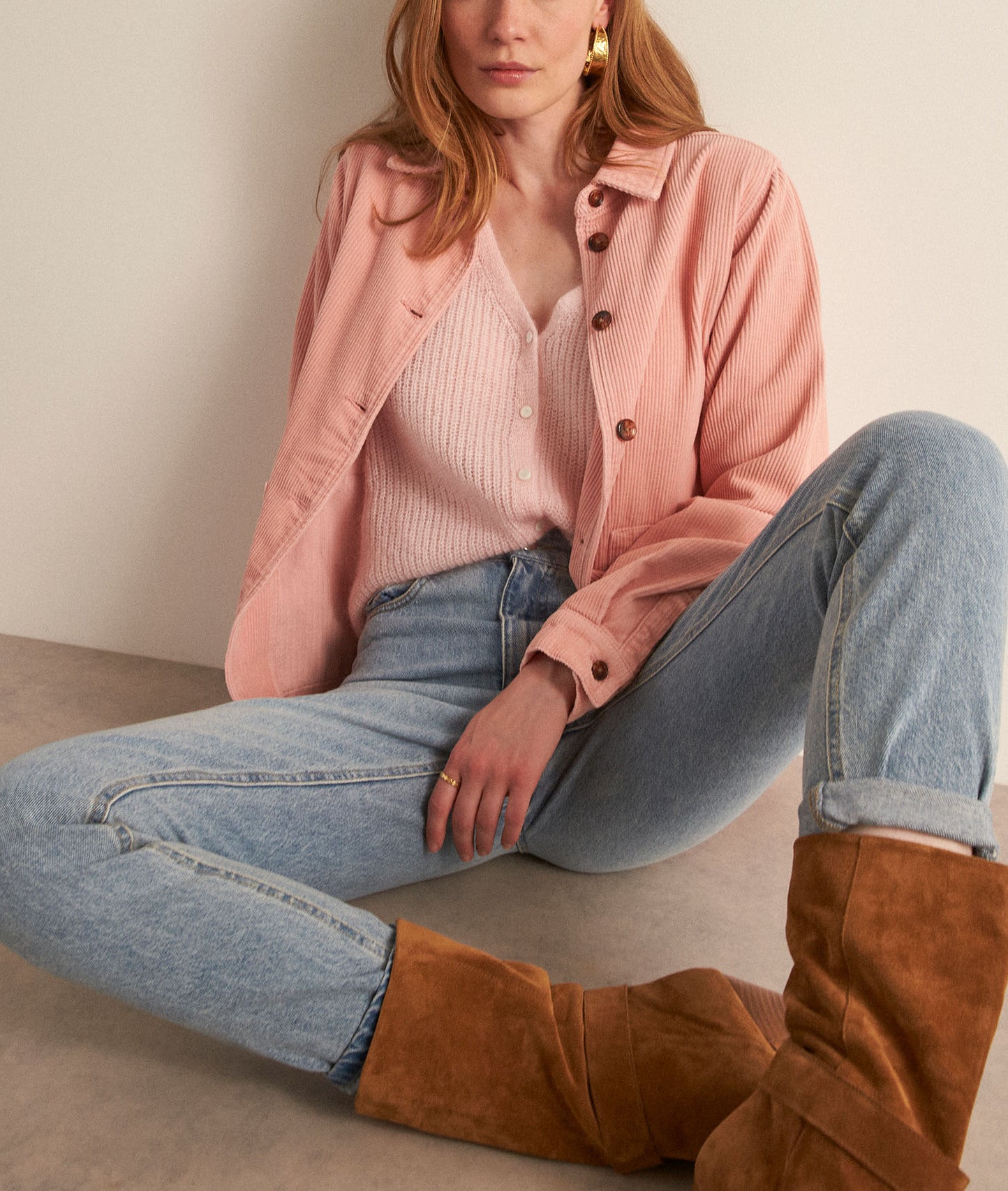 Cardigan en polyamide, laine et mohair rose poudré Paddy Faume - seconde main