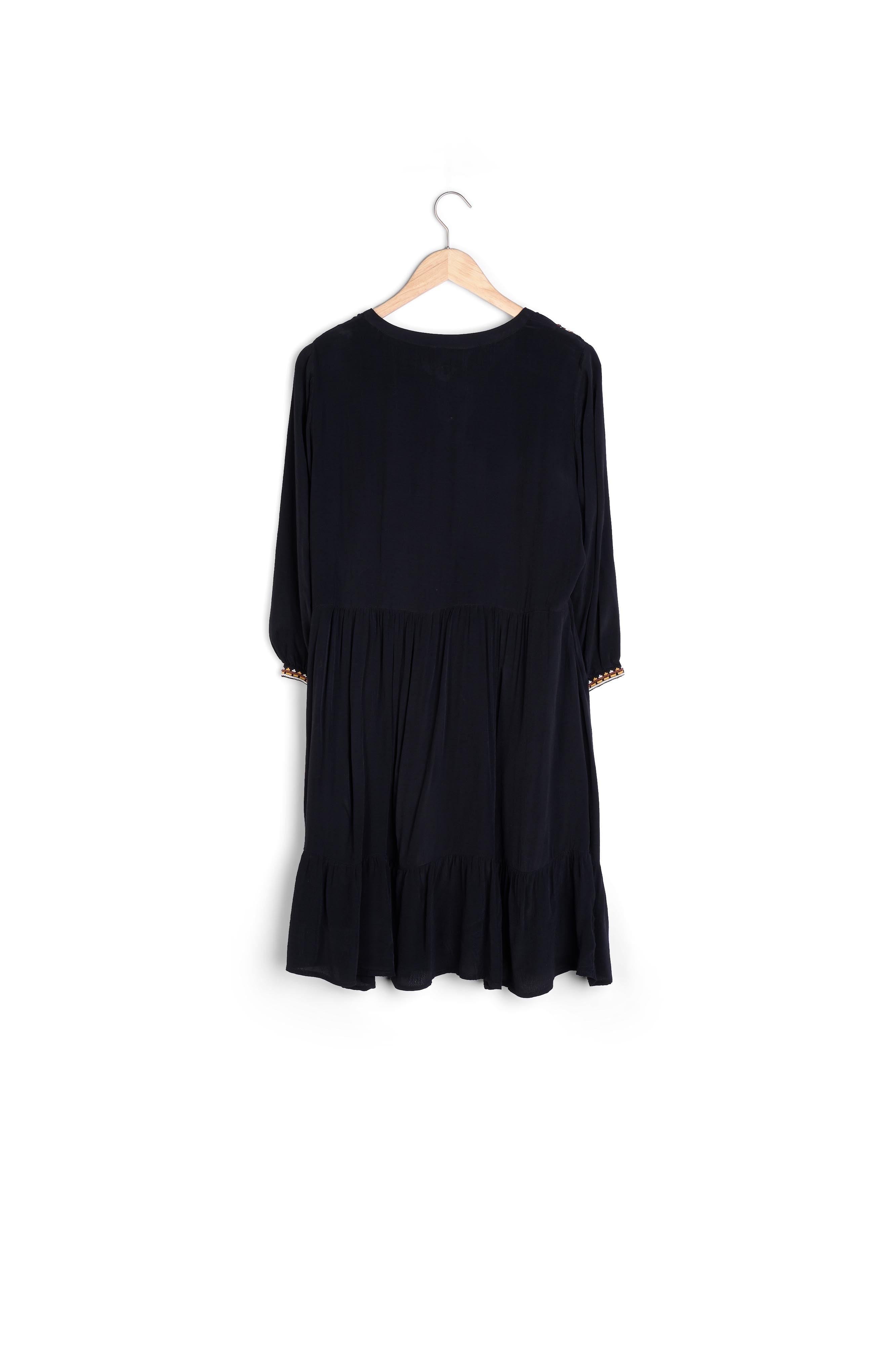 Robe courte noire brodée Neige Faume - seconde main