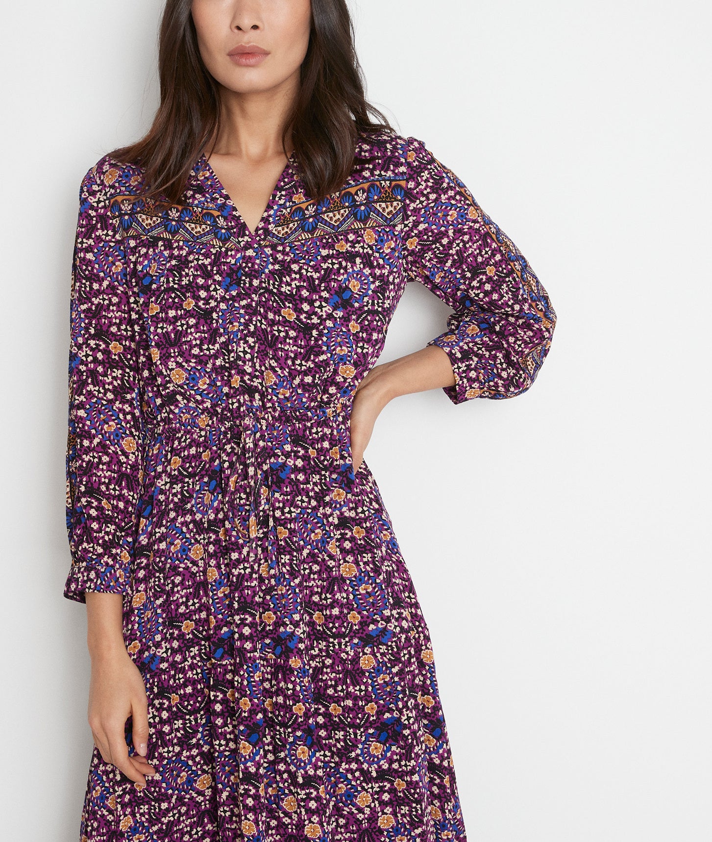 Robe longue imprimée fuchsia Ness Faume - seconde main