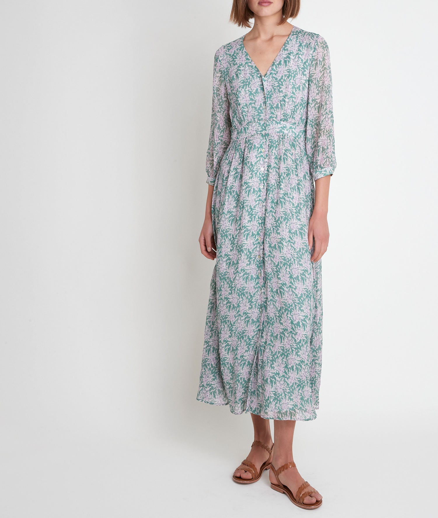 Robe longue imprimée mauve Louvina Faume - seconde main