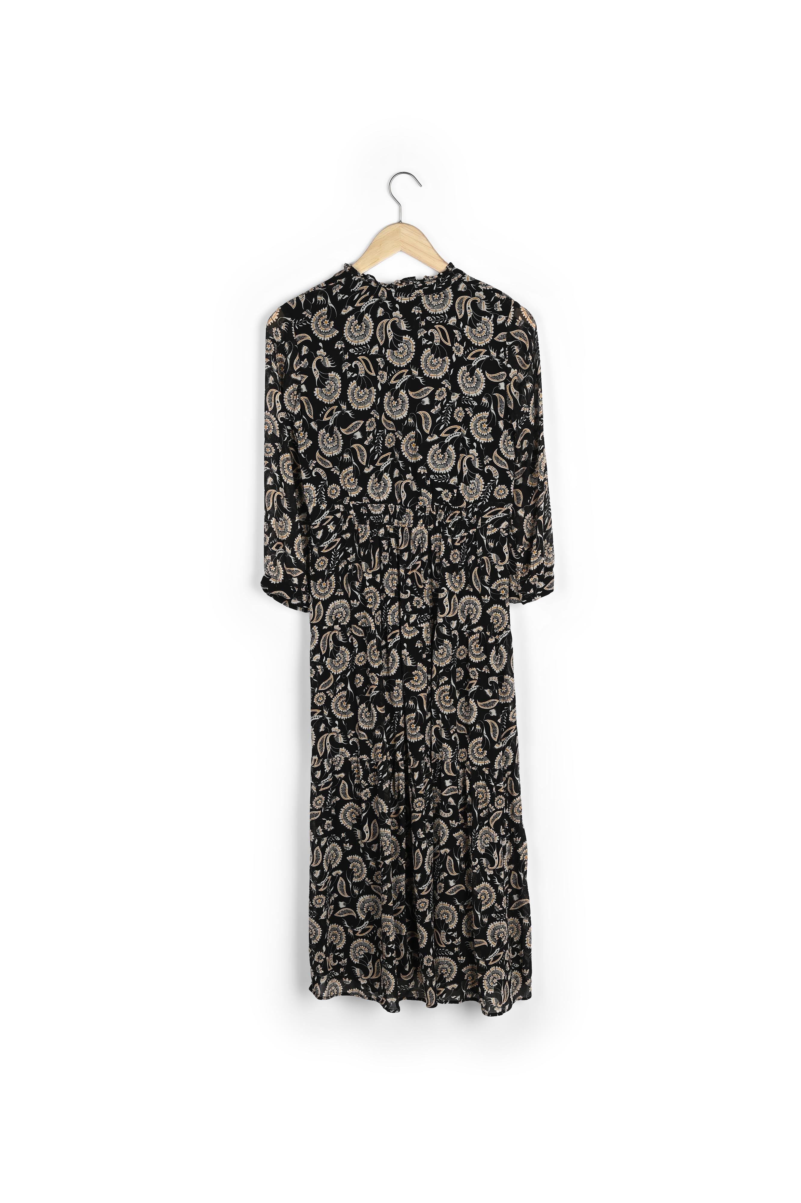 Robe longue vaporeuse imprimée noire Carola Faume - seconde main