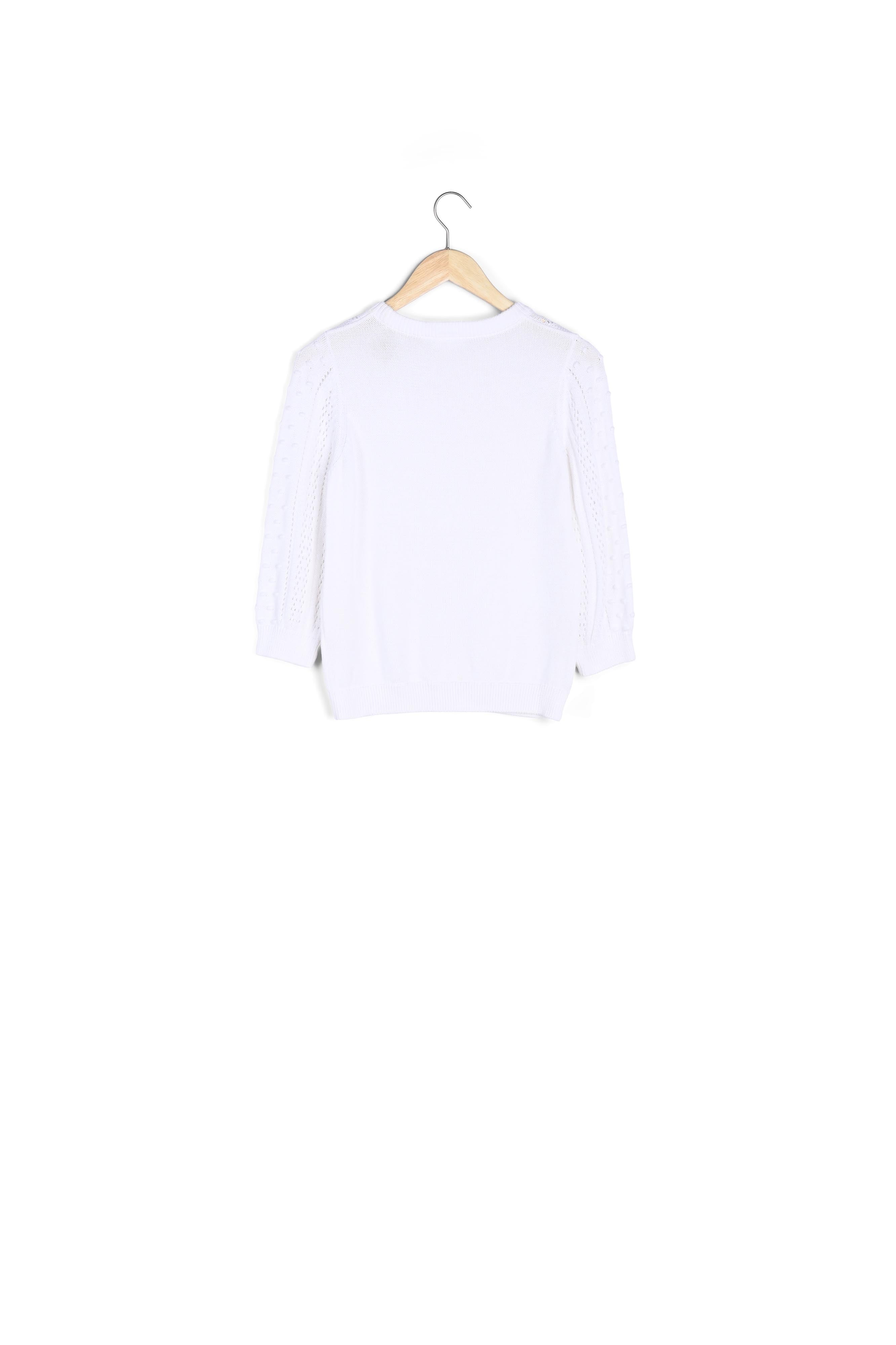 Pull en coton bio à détails ajourées blanc Pietra Faume - seconde main