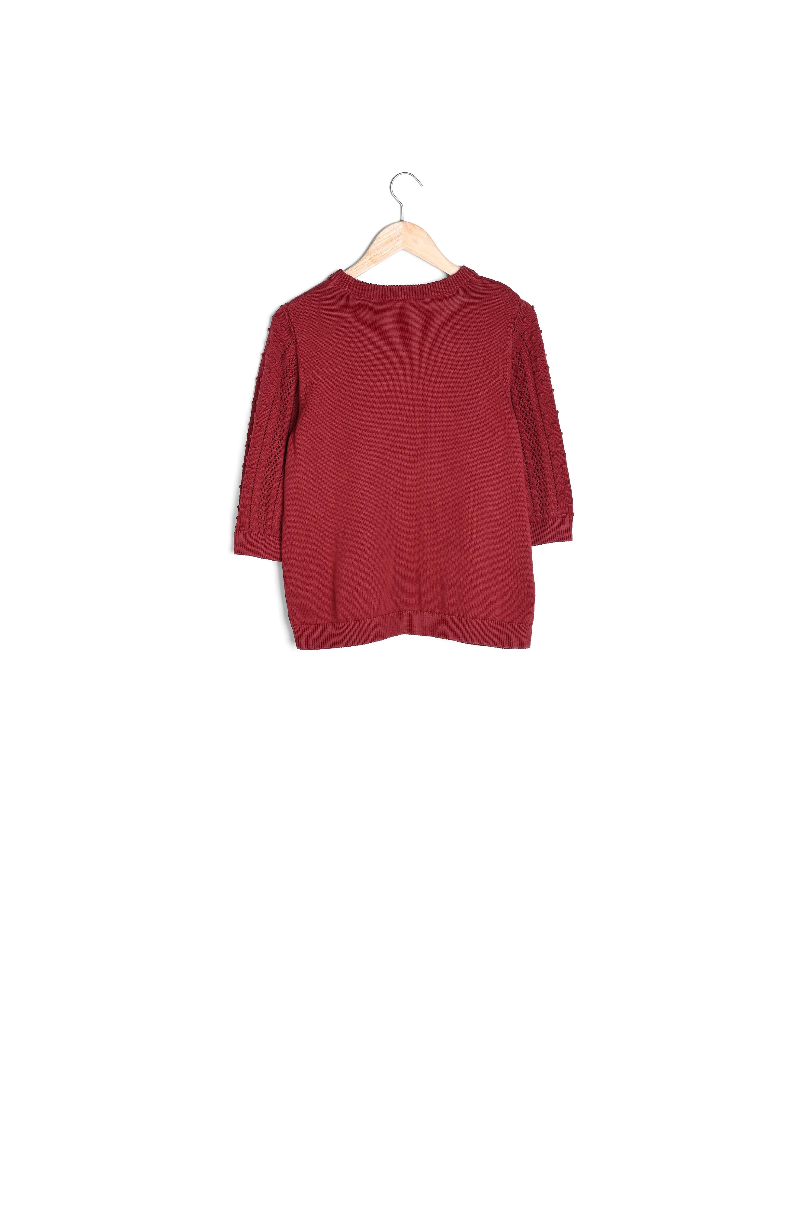 Pull texturé en coton bio rouge brique Pietra Faume - seconde main